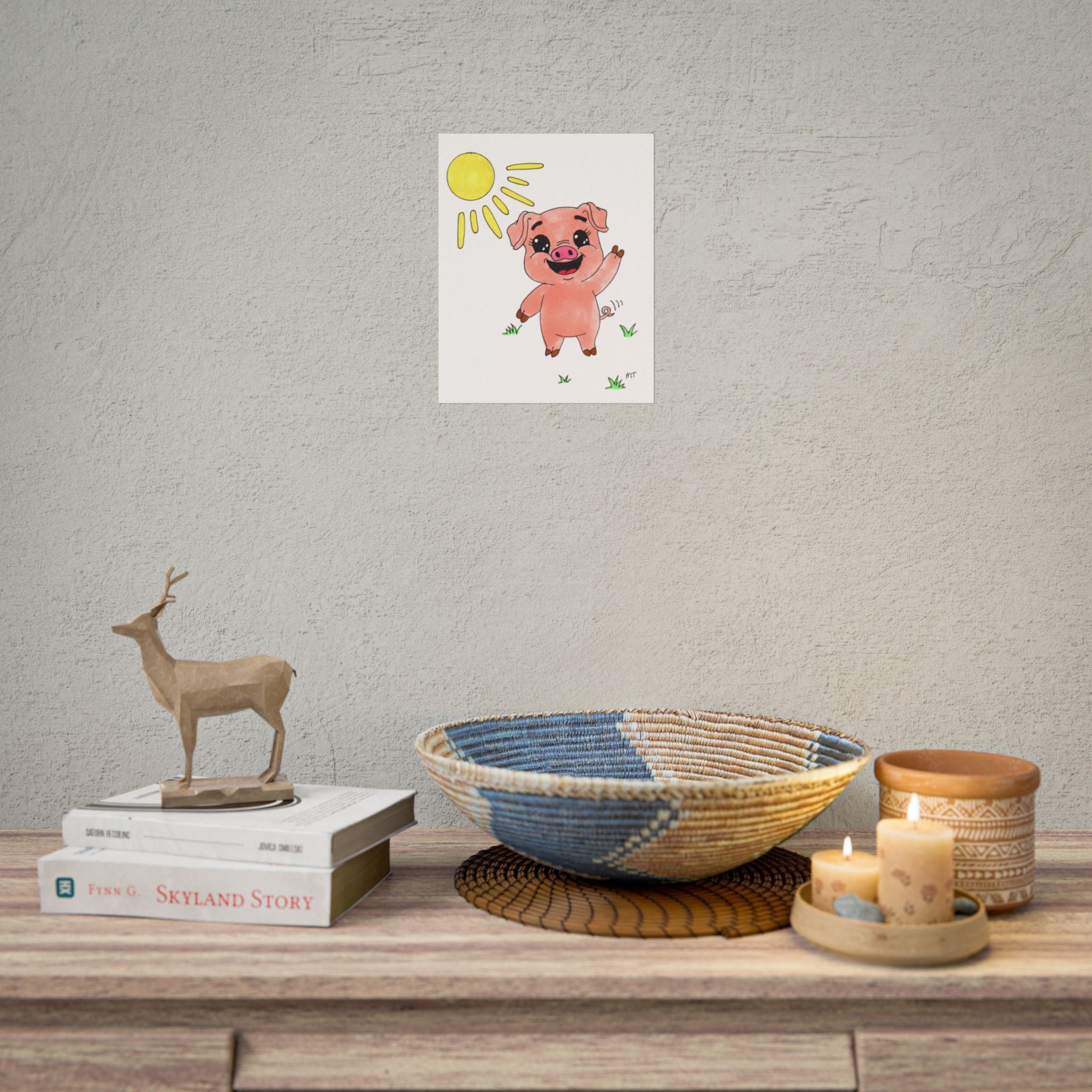 Penny Found Her Sunshine , Hand Drawn Farm Animal Wall Art,  Whimsical Country Illustration