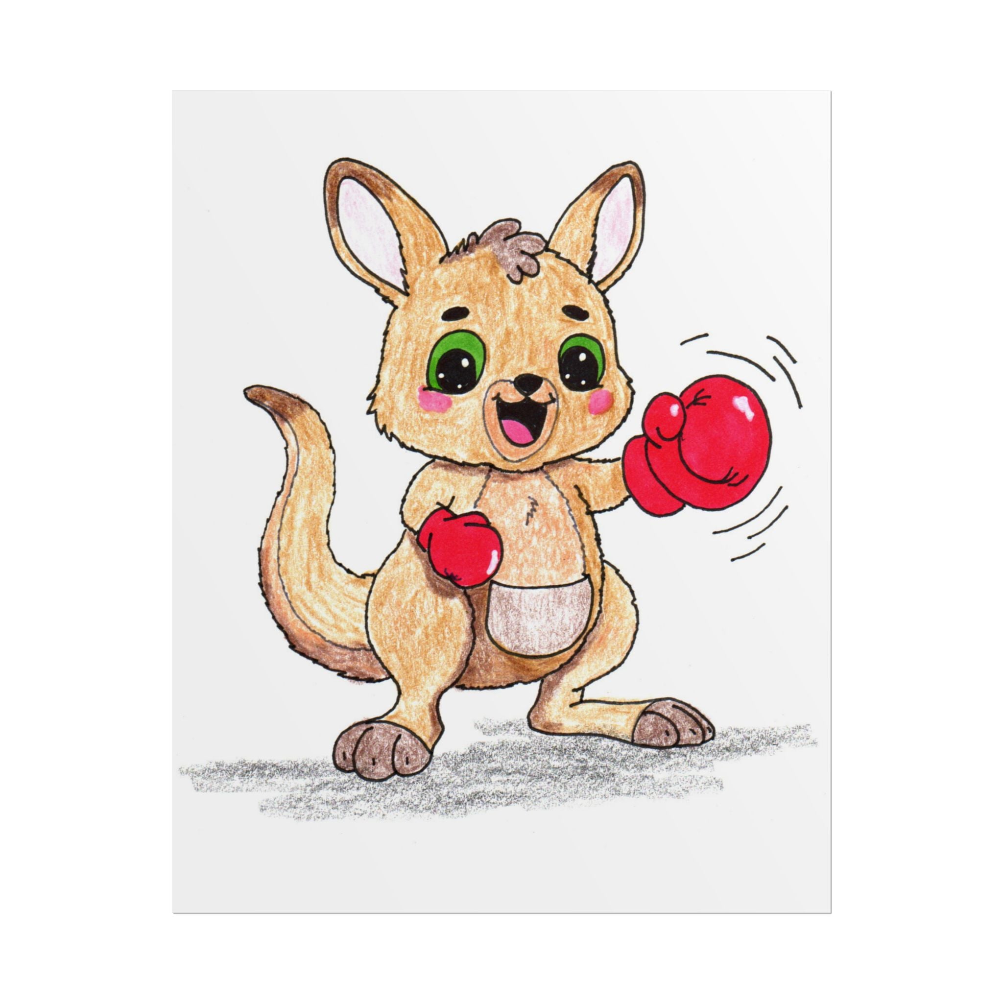 Lost & Found Critters | Kangaroo Found Her Glove Print | Hand Drawn Happy Kangaroo Wall Art | Cute Animal Nursery Decor