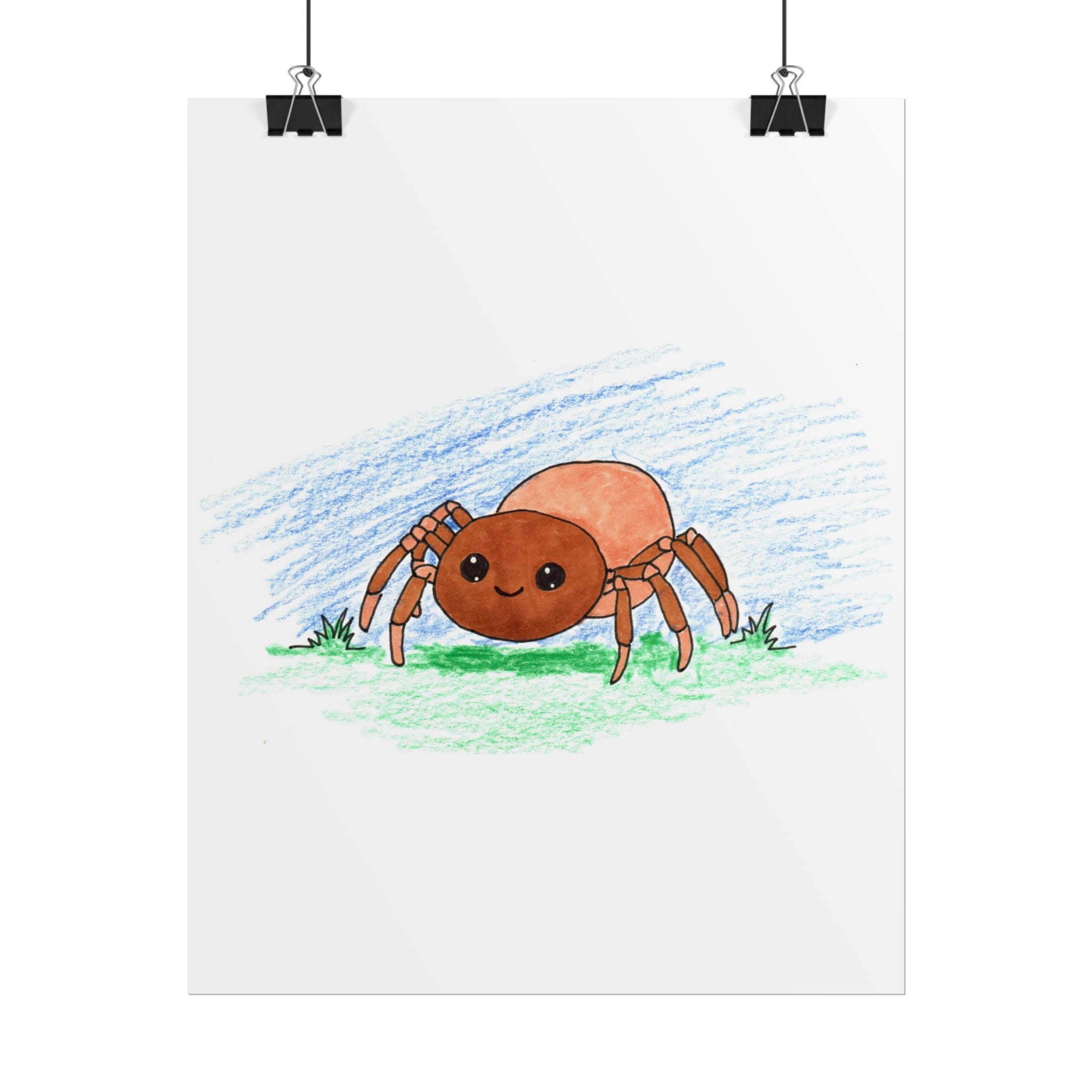 Timmy the Smiling Spider Wall Art | Cute Spider Nursery Print | Hand Drawn Spider Ar