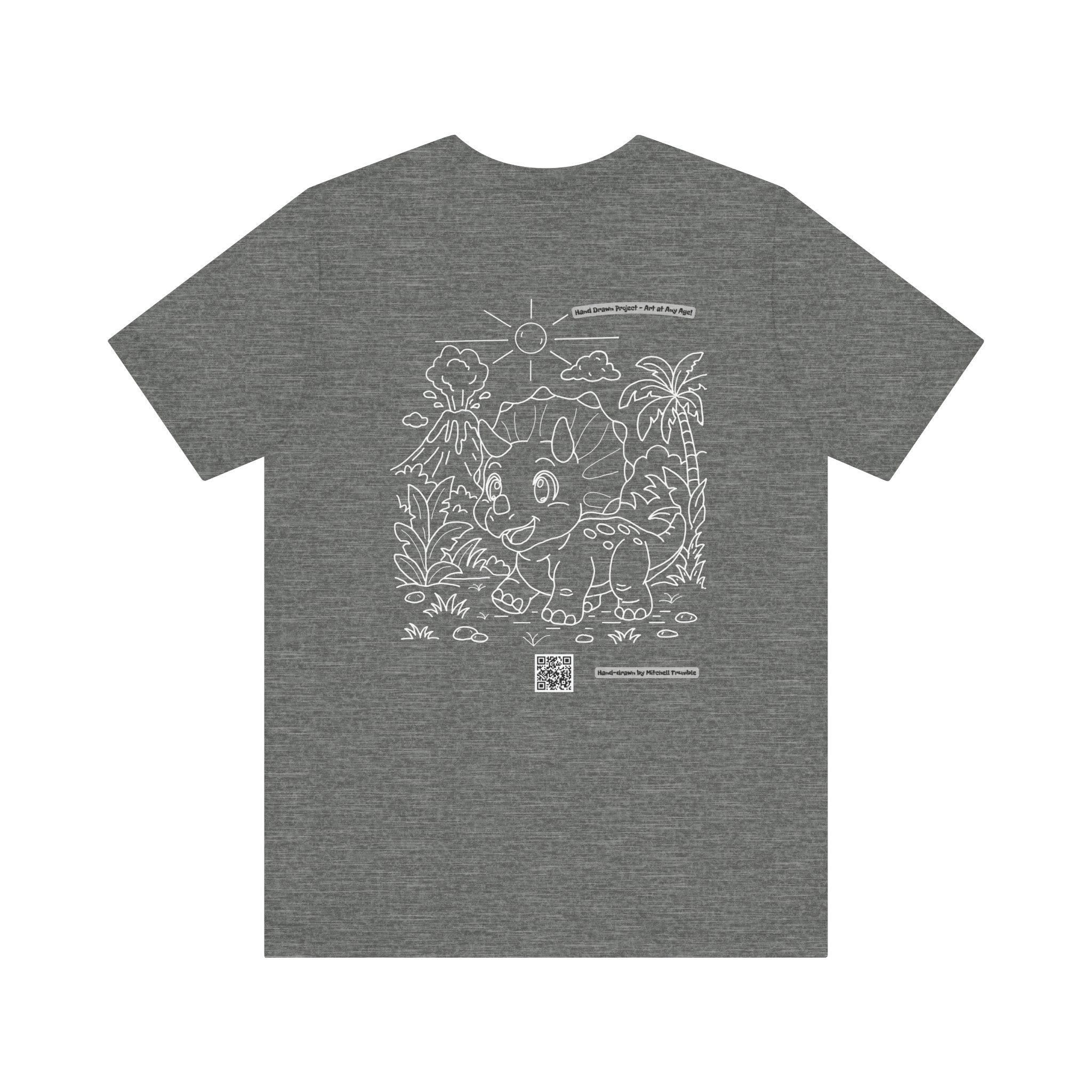 Triceratops Unisex T-Shirt | Bella+Canvas 3001 | Hand-Drawn Dino with QR Code