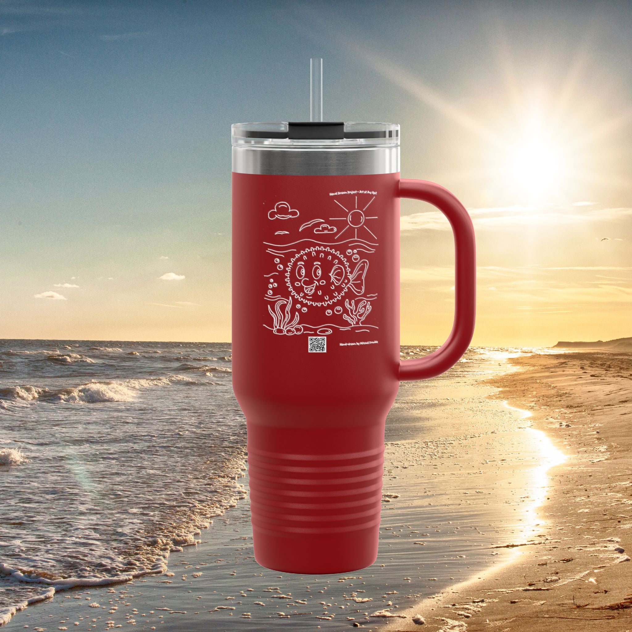 Happy Pufferfish – Ocean Critter Travel Mug