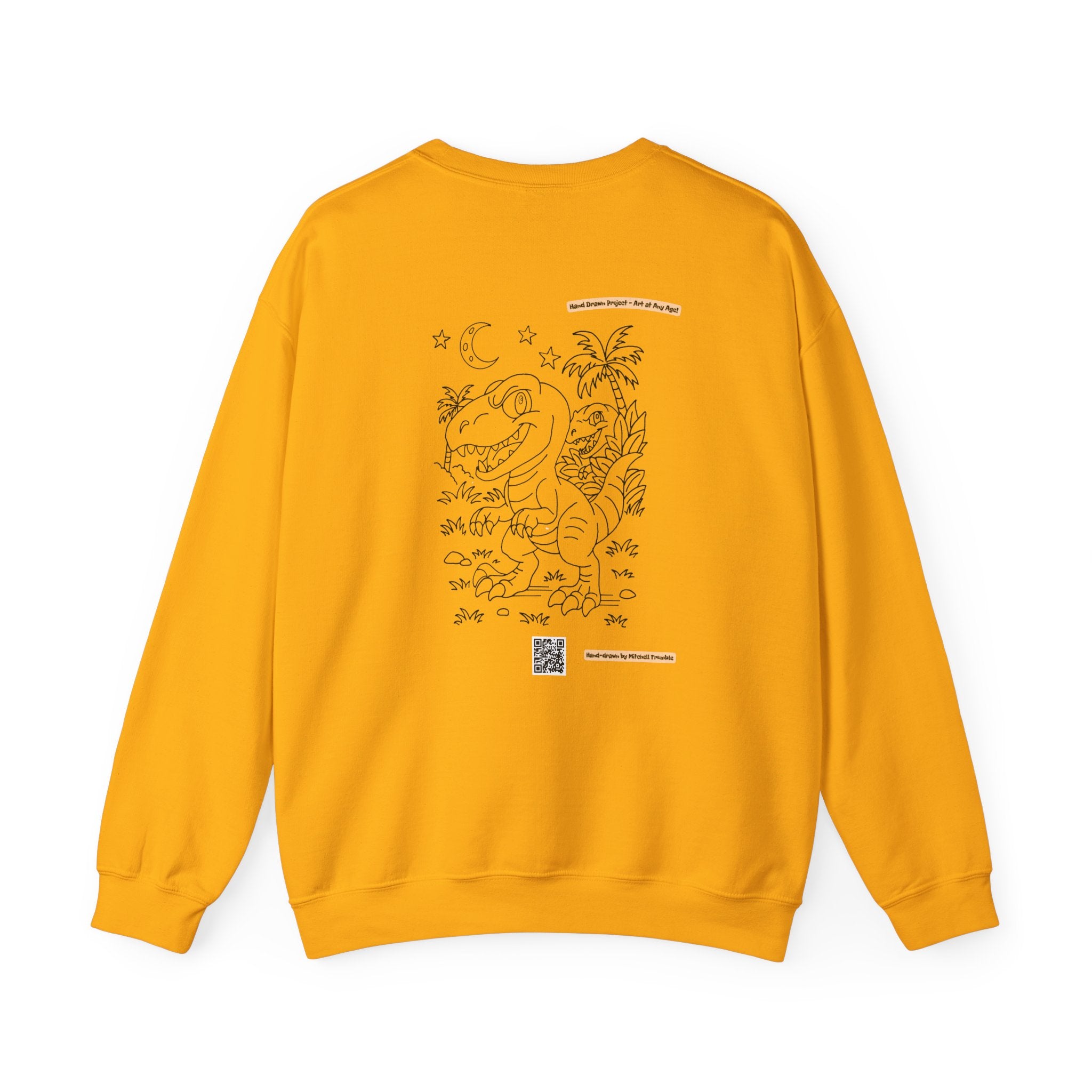 Velociraptor Crewneck Sweatshirt – Unisex | Hand-Drawn Dino Design by Mitchell Trumble | Cozy Gift for Dino Fans & Artists