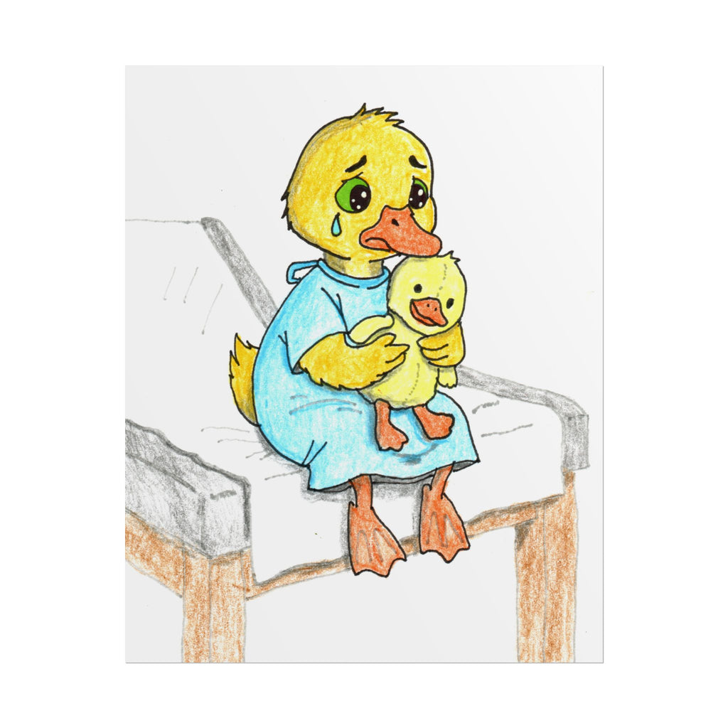 Brave Duck Doctor Visit Print | Hand Drawn Nursery Wall Art
