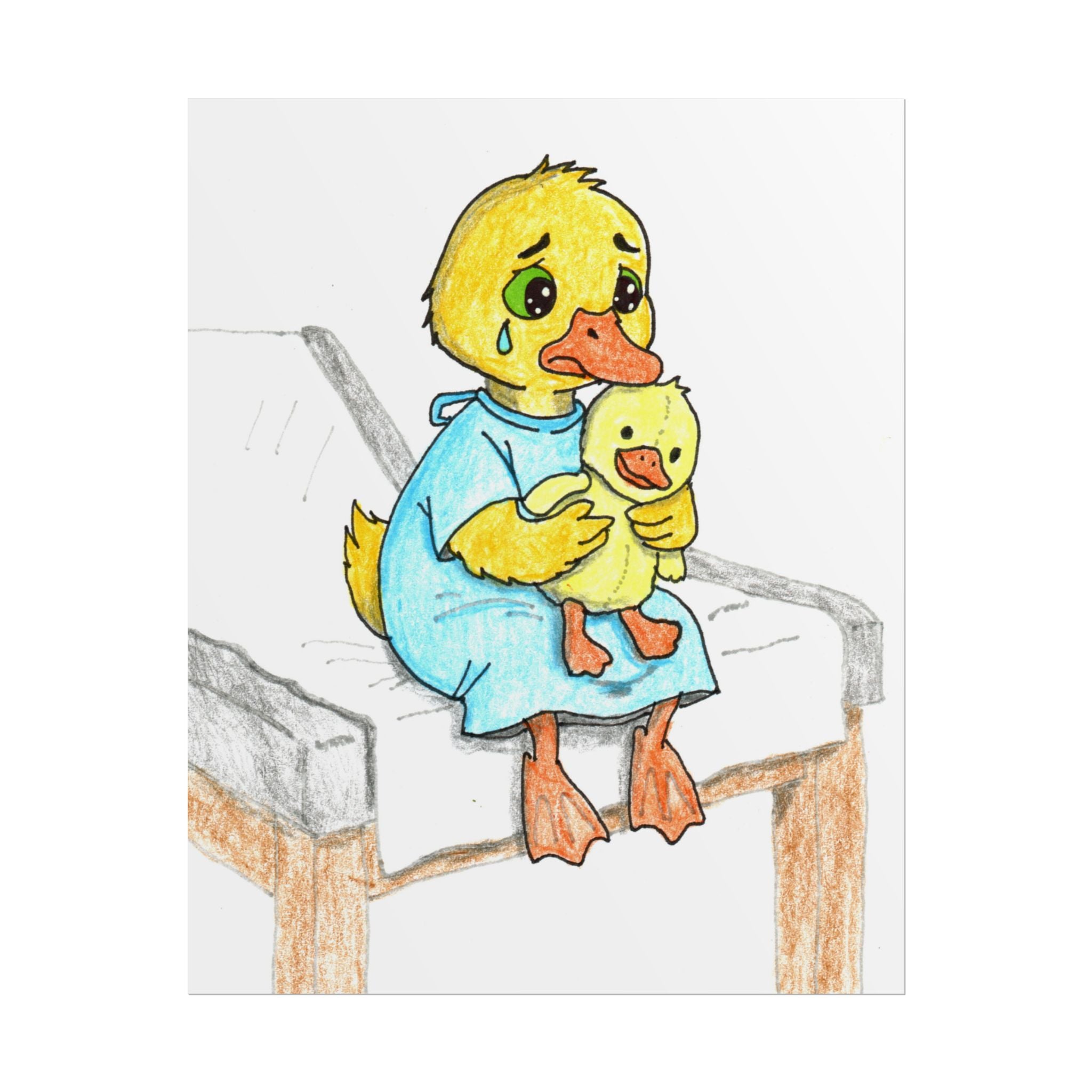 Brave Duck Doctor Visit Print | Hand Drawn Nursery Wall Art