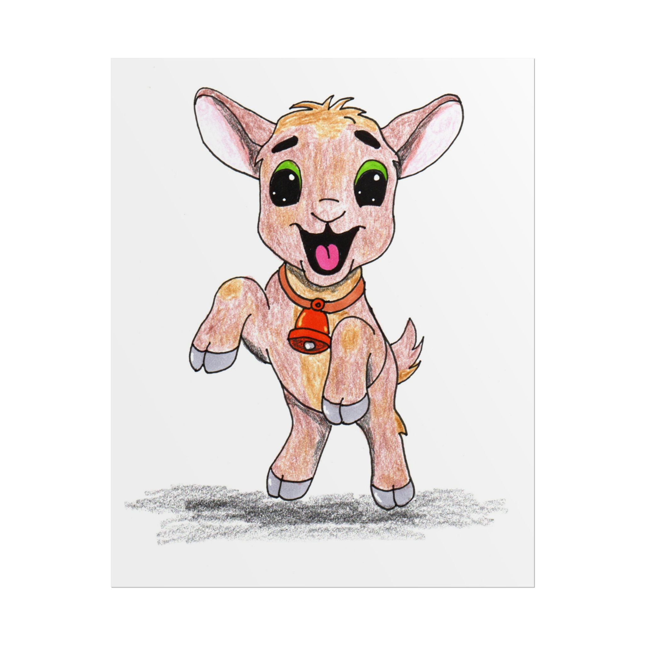 Lost & Found Goat Print | She Found Her Bell Farm Animal Wall Art | Hand Drawn Critter Decor