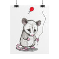 Opossum Lost Her Balloon Print | Hand Drawn Woodland Animal Wall Art