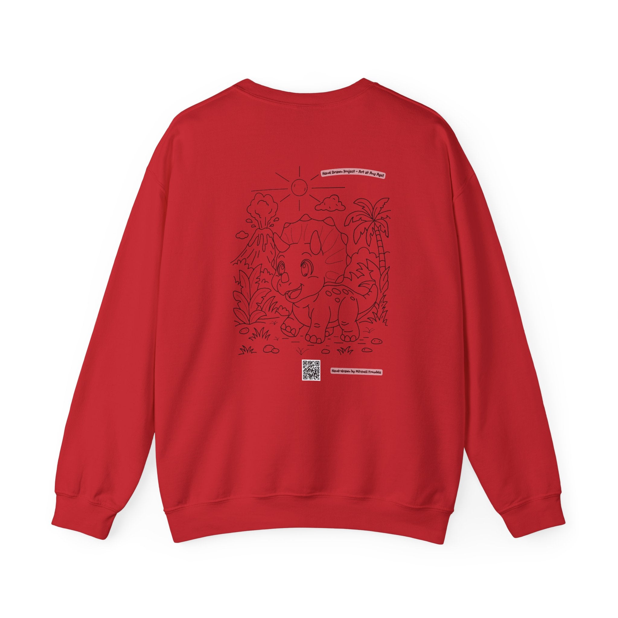 Triceratops Crewneck Sweatshirt | Unisex Fit | Hand-Drawn Dinosaur with QR Code
