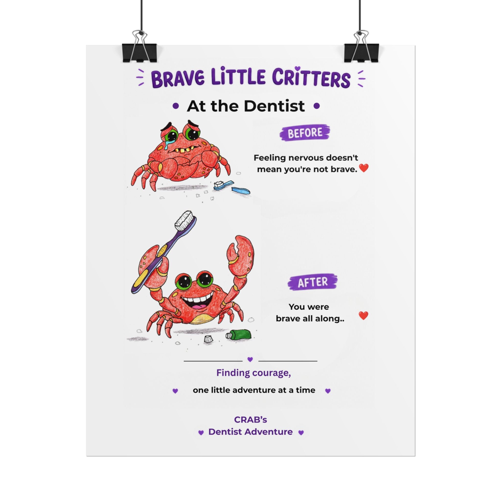 Brave Little Critters At the Dentist | Encouragement Poster for Kids