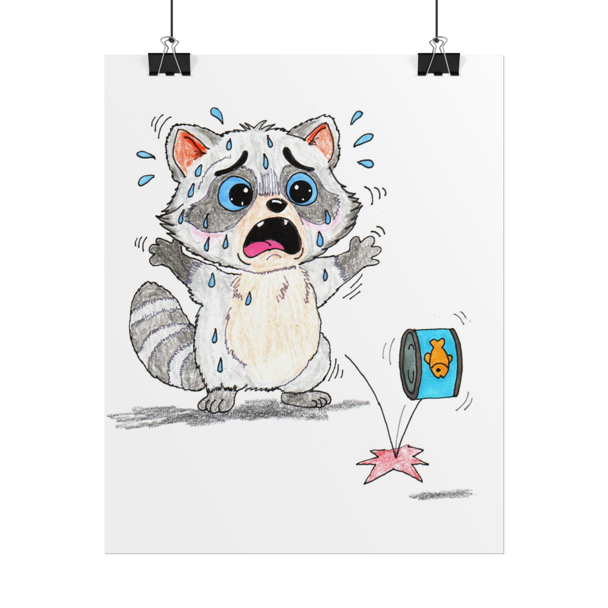 Lost Tuna Can Raccoon Print | Hand Drawn Raccoon Wall Art | Lost and Found Critter