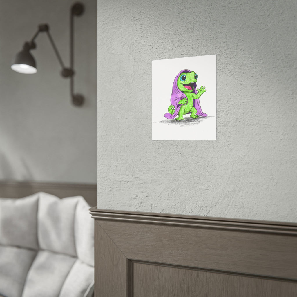 Happy Lizard Blanket Story Print, Hand Drawn Nursery Wall Art