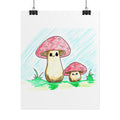 Cute Smiling Mushroom Print | Hand Drawn Fairy Art | 8 X 10