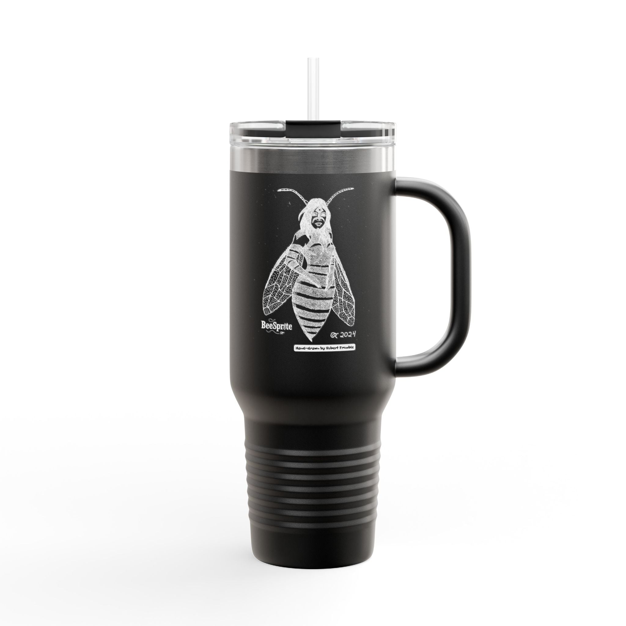 Bee Sprite – Travel Mug | Hand-Drawn Fantasy Art by Robert Trumble