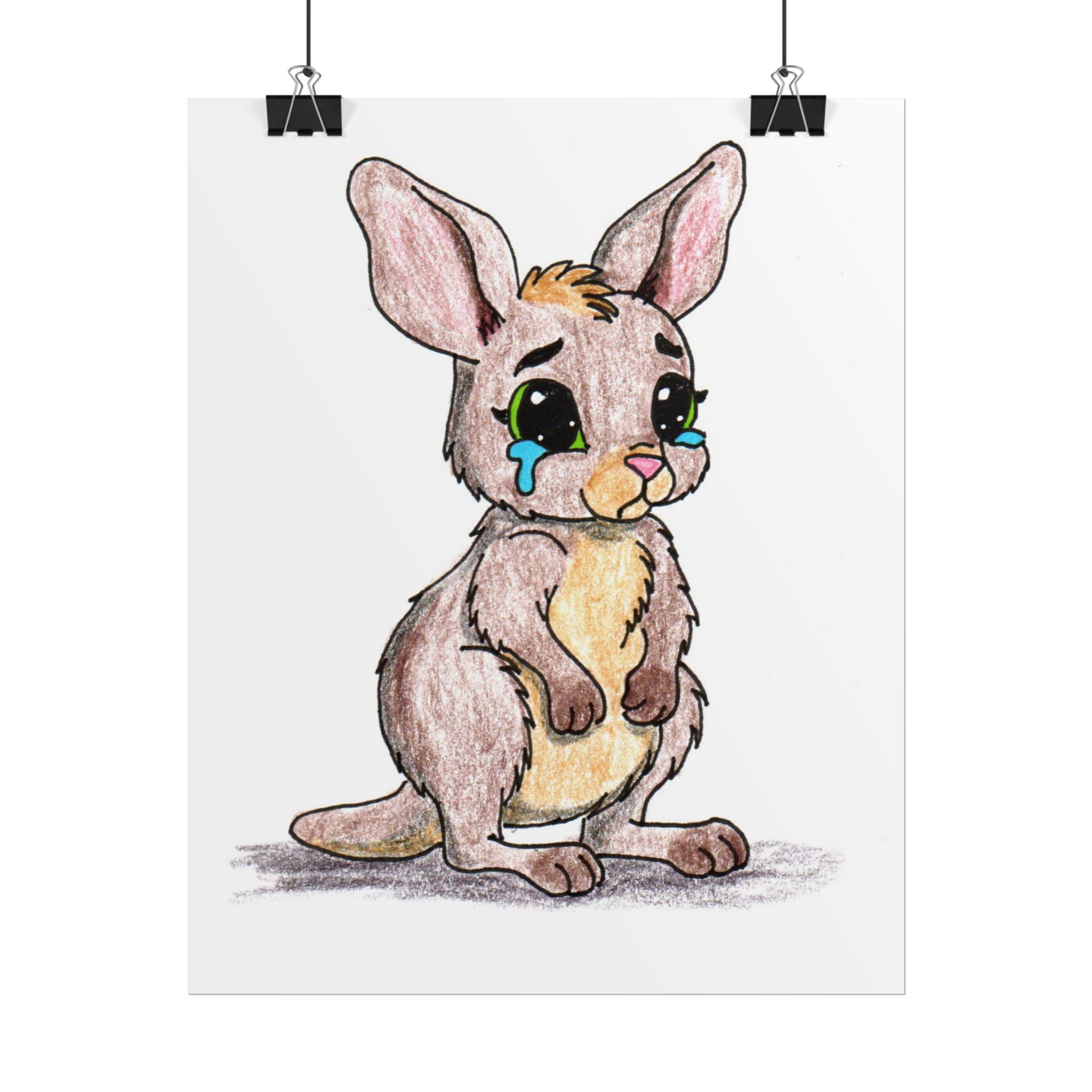 Joey Lost Her Mom | Hand-Drawn Baby Kangaroo Art Print | Cute Wall Decor