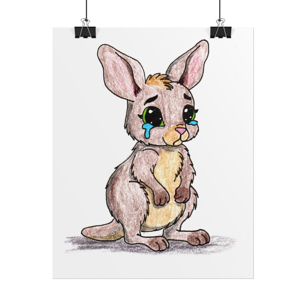 Joey Lost Her Mom | Hand-Drawn Baby Kangaroo Art Print | Cute Wall Decor