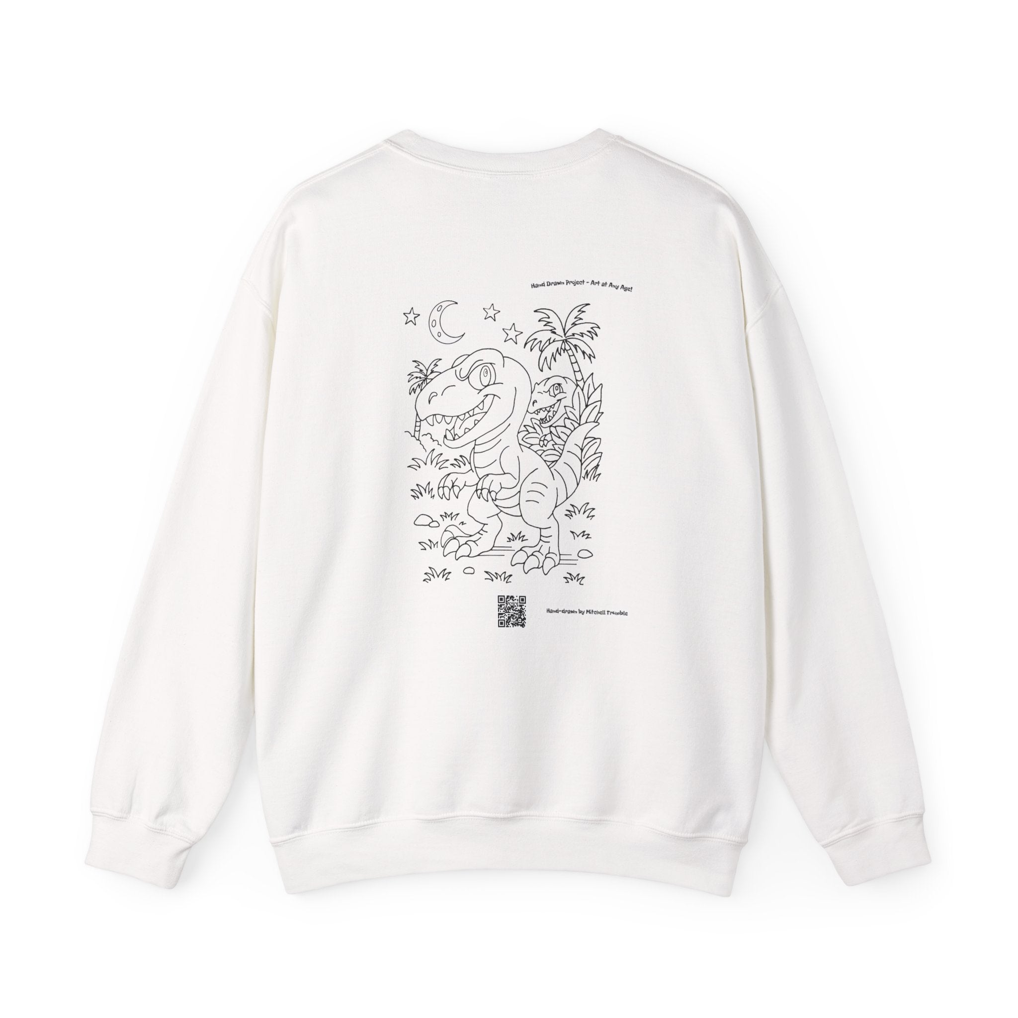 Velociraptor Crewneck Sweatshirt – Unisex | Hand-Drawn Dino Design by Mitchell Trumble | Cozy Gift for Dino Fans & Artists