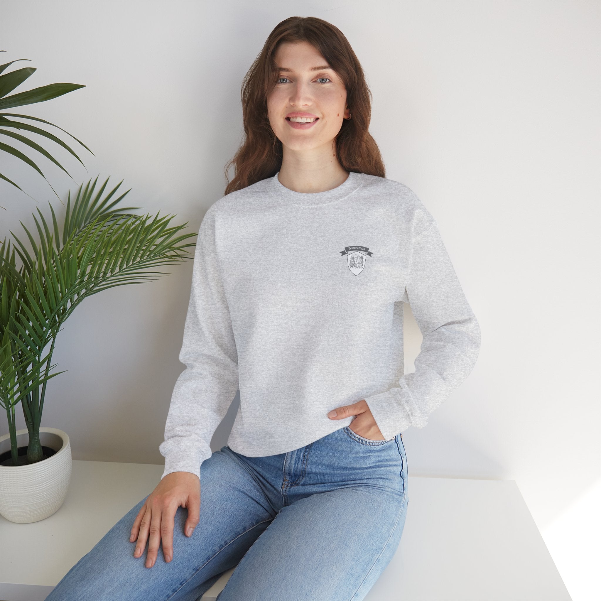 Triceratops Crewneck Sweatshirt | Unisex Fit | Hand-Drawn Dinosaur with QR Code