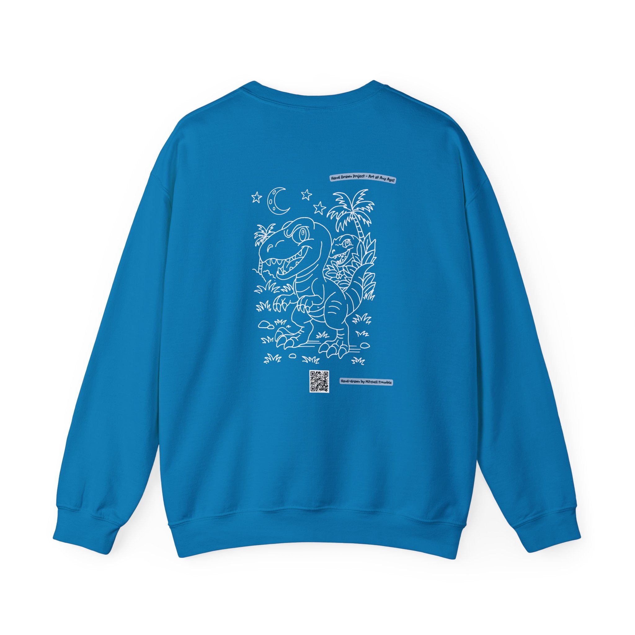 Velociraptor Crewneck Sweatshirt – Unisex | Hand-Drawn Dino Design by Mitchell Trumble | Cozy Gift for Dino Fans & Artists