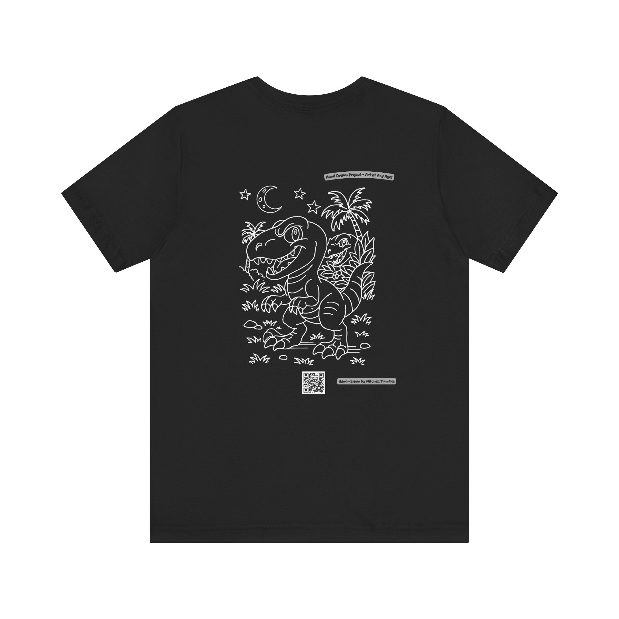 Velociraptor Logo Tee – Hand-Drawn Dino Art | Small Front Crest Design | Unisex Bella+Canvas 3001