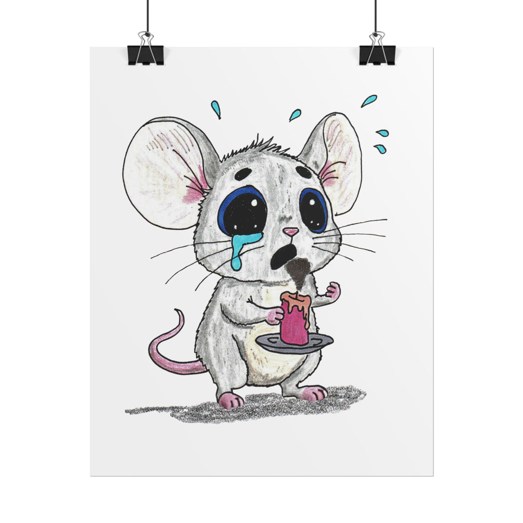 Sad Mouse Lost His Candle Art Print | Lost & Found Critter Wall Decor