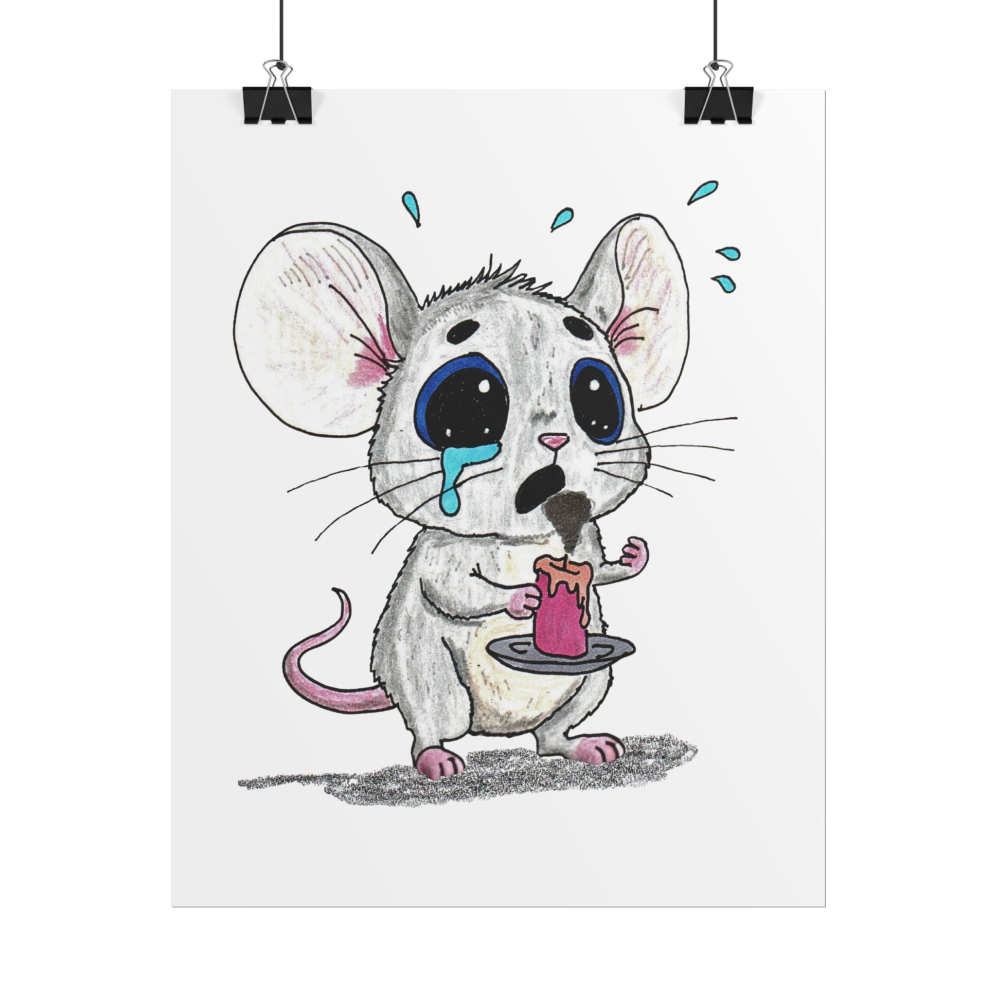 Sad Mouse Lost His Candle Art Print | Lost & Found Critter Wall Decor