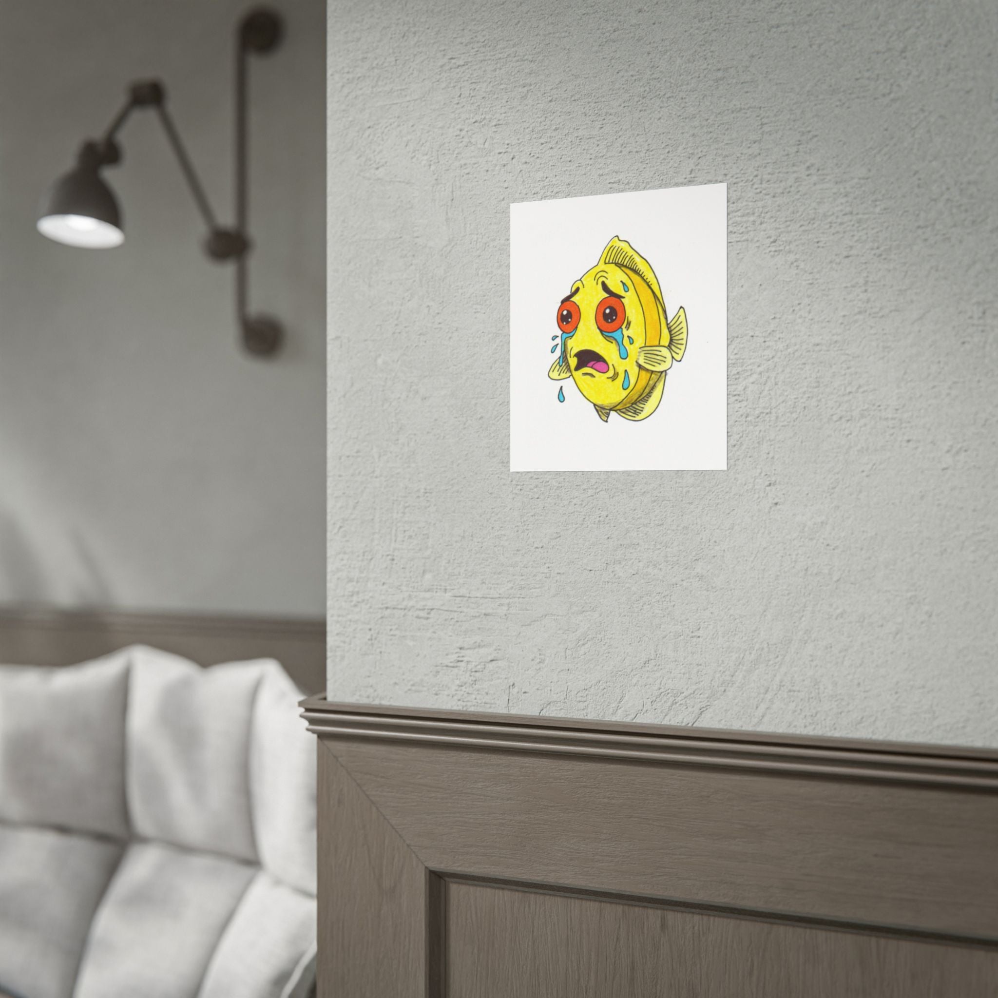 Sad Yellow Fish Lost Her Seaweed | Hand Drawn Lost & Found Critter Print | Printable Wall Art