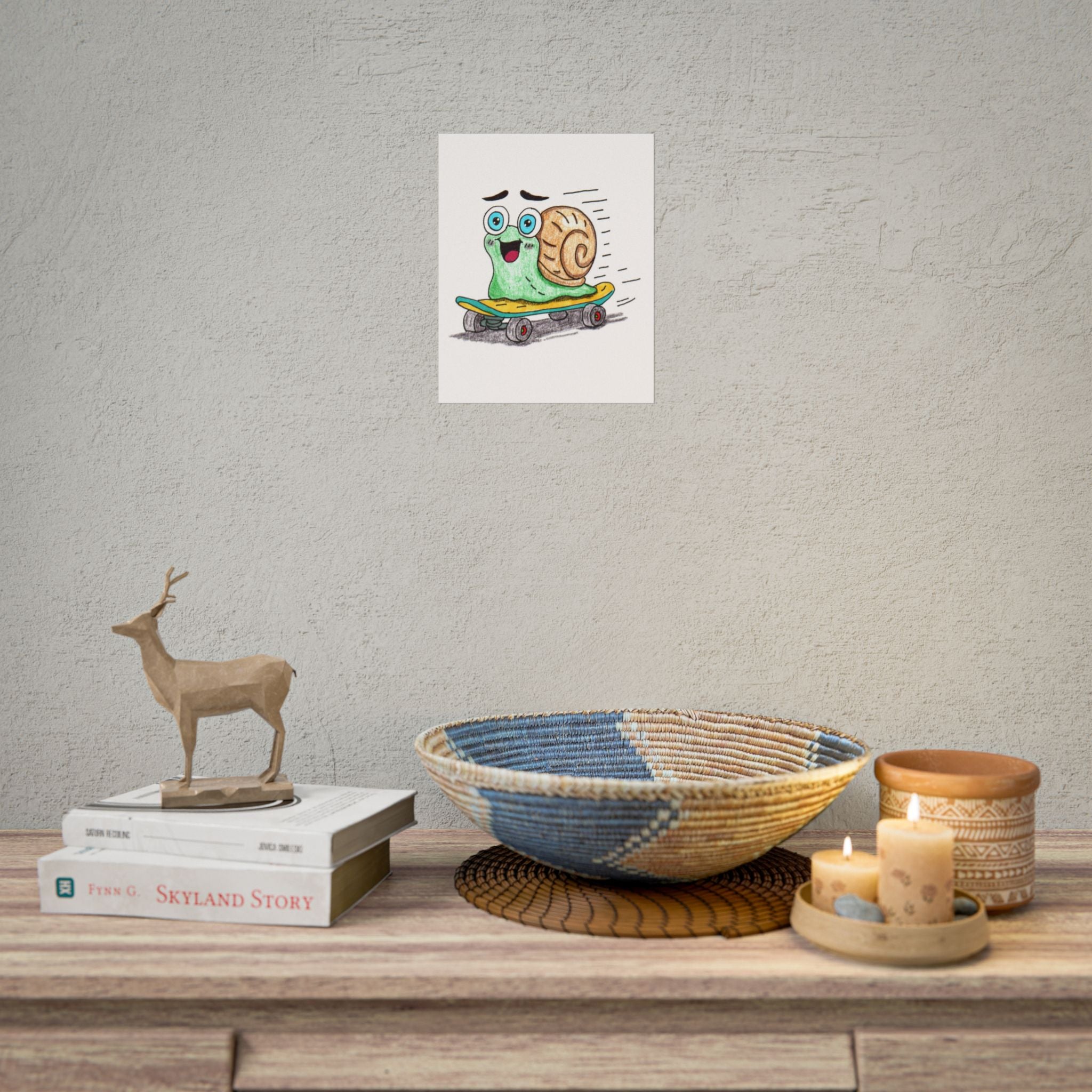 She Found Her Speed | Hand Drawn Snail Print | Cute Skateboard Snail Wall Art