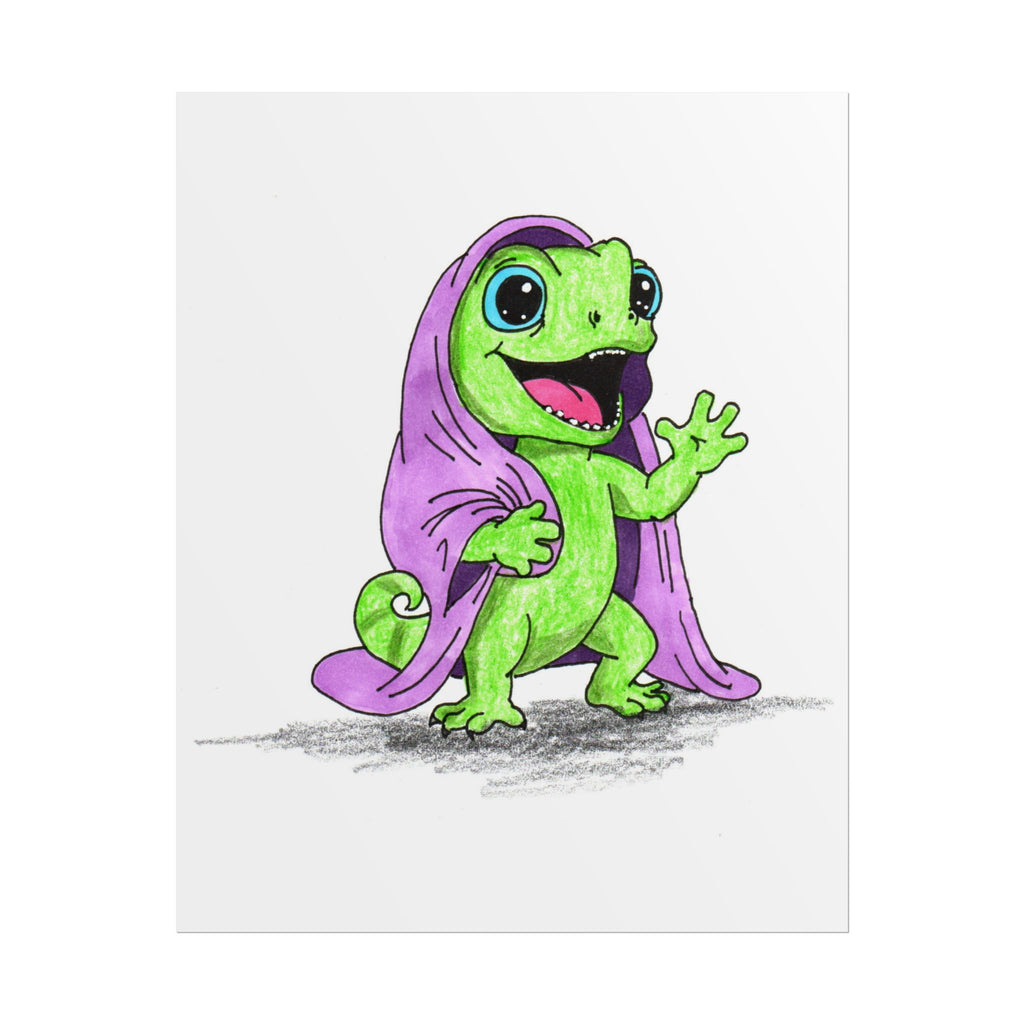 Happy Lizard Blanket Story Print, Hand Drawn Nursery Wall Art