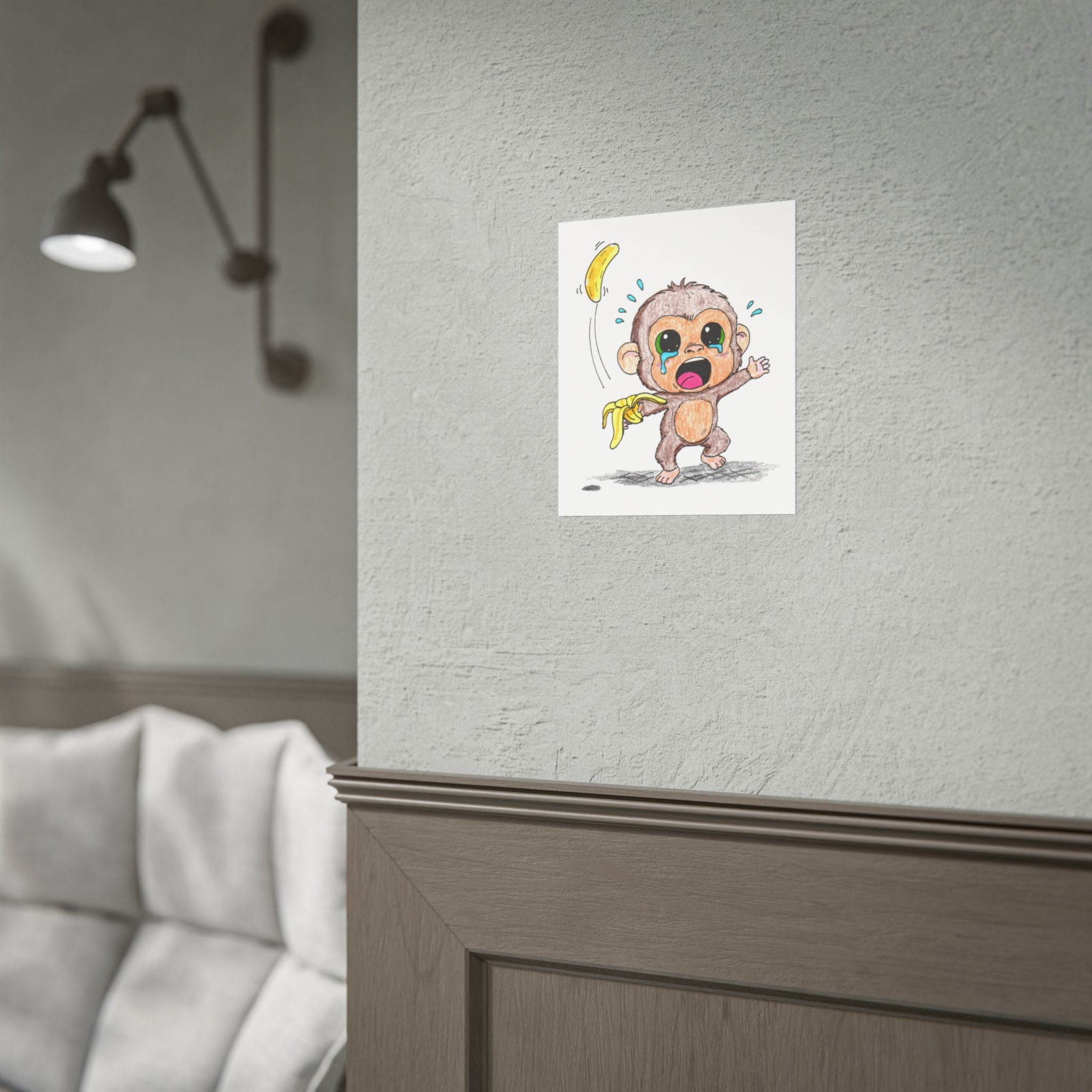 Lost Banana Monkey Print | Cute Sad Monkey Wall Art | Lost & Found Critter Illustration