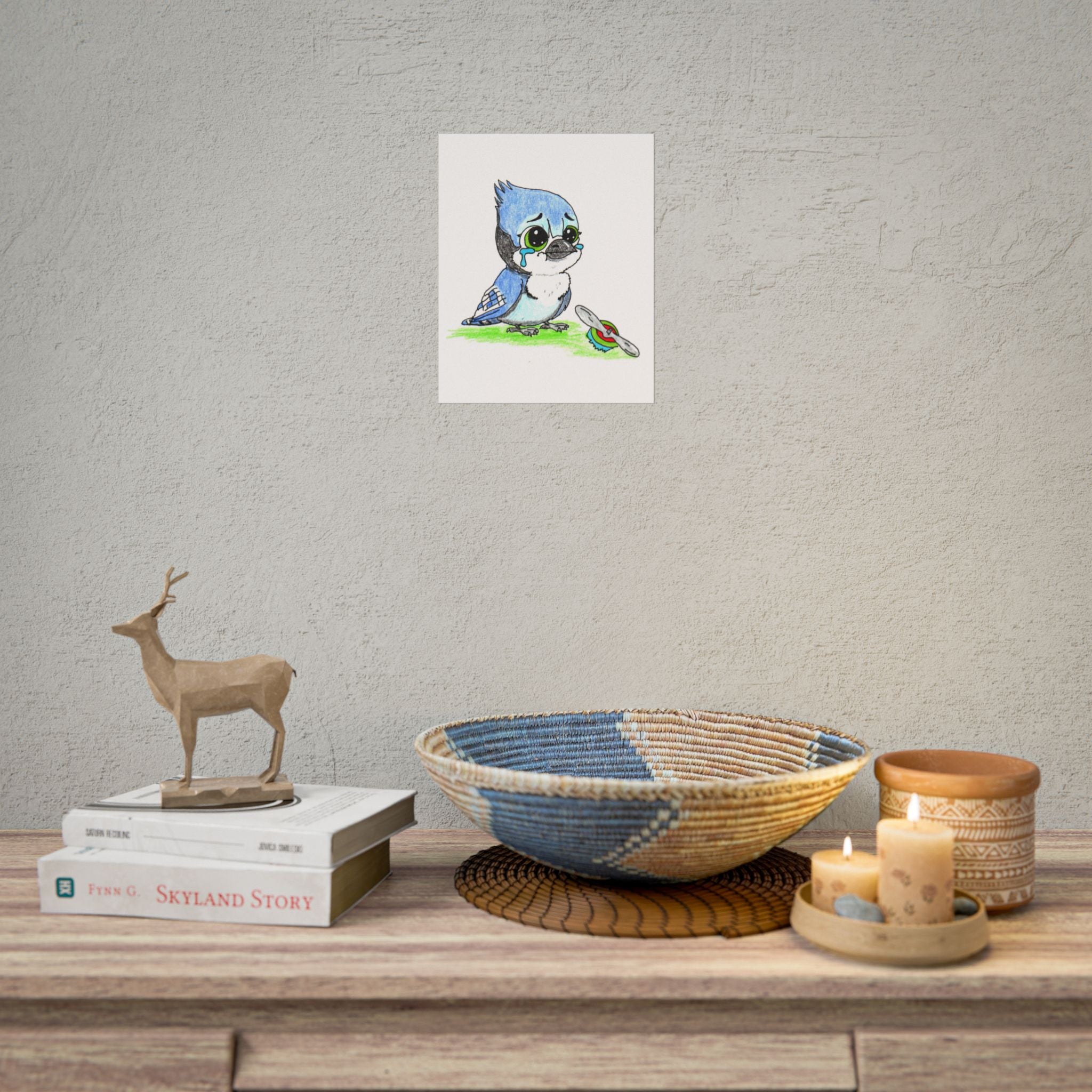 Blue Jay Lost His Airplane | Lost & Found Critters | Hand Drawn Bird Art Print