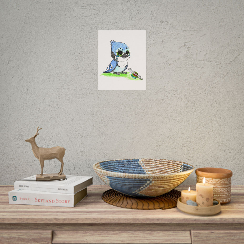 Blue Jay Lost His Airplane | Lost & Found Critters | Hand Drawn Bird Art Print