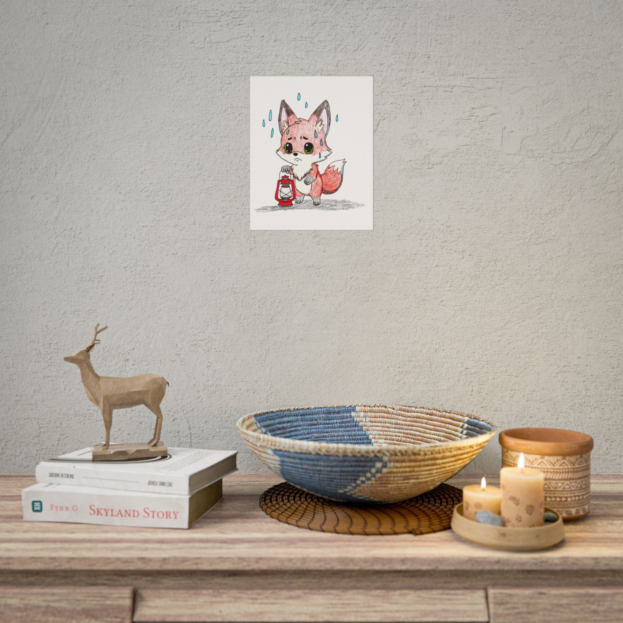 Lost Her Fire Fox Art Print | Hand Drawn Woodland Fox Wall Art | Lost & Found Critters