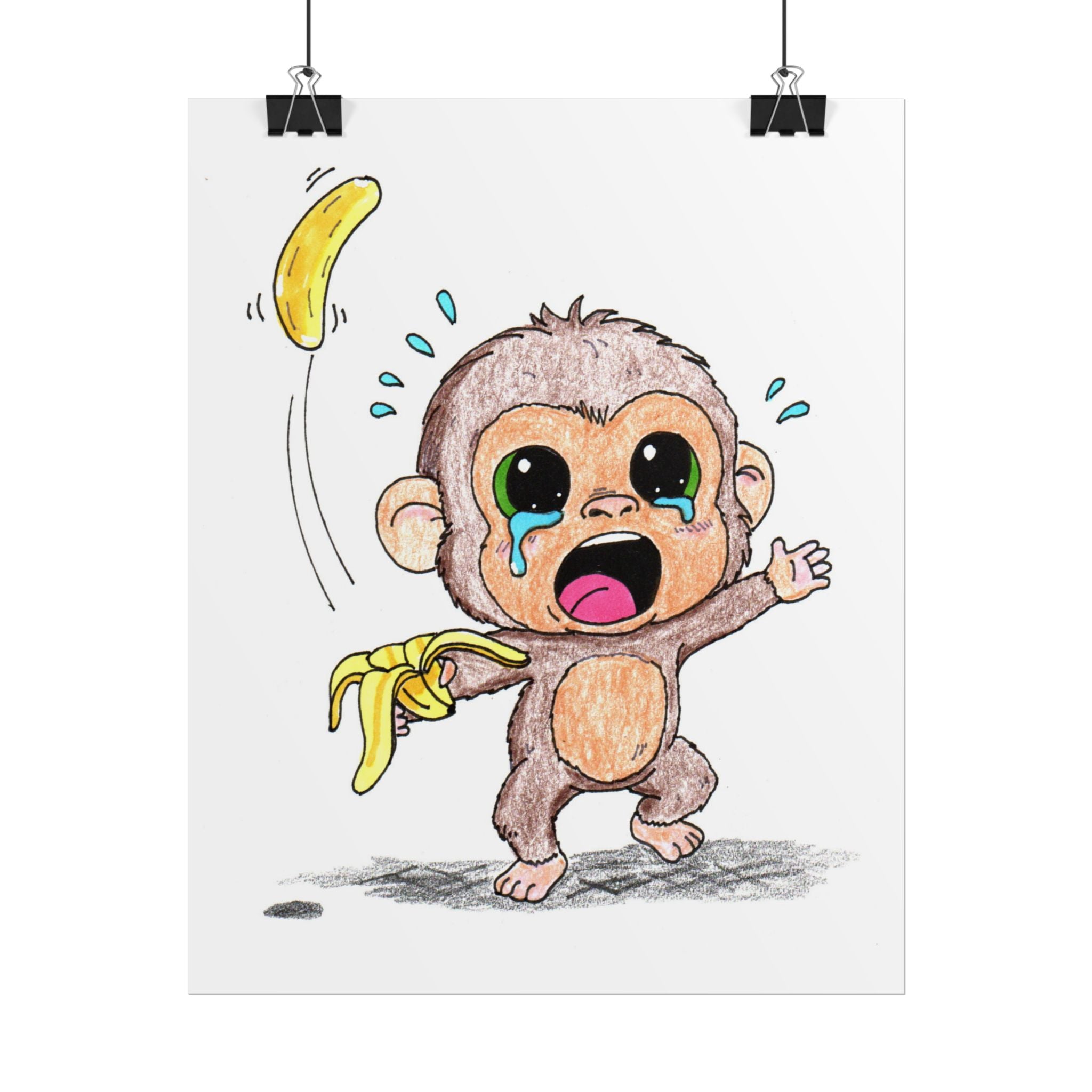 Lost Banana Monkey Print | Cute Sad Monkey Wall Art | Lost & Found Critter Illustration