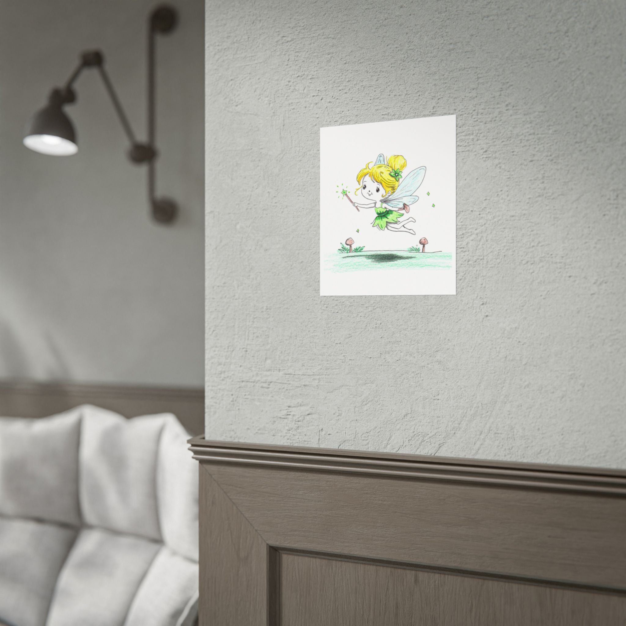 Fairy Mushrooms Poster, Nursery Wall Art, Cute Animal Illustration Print