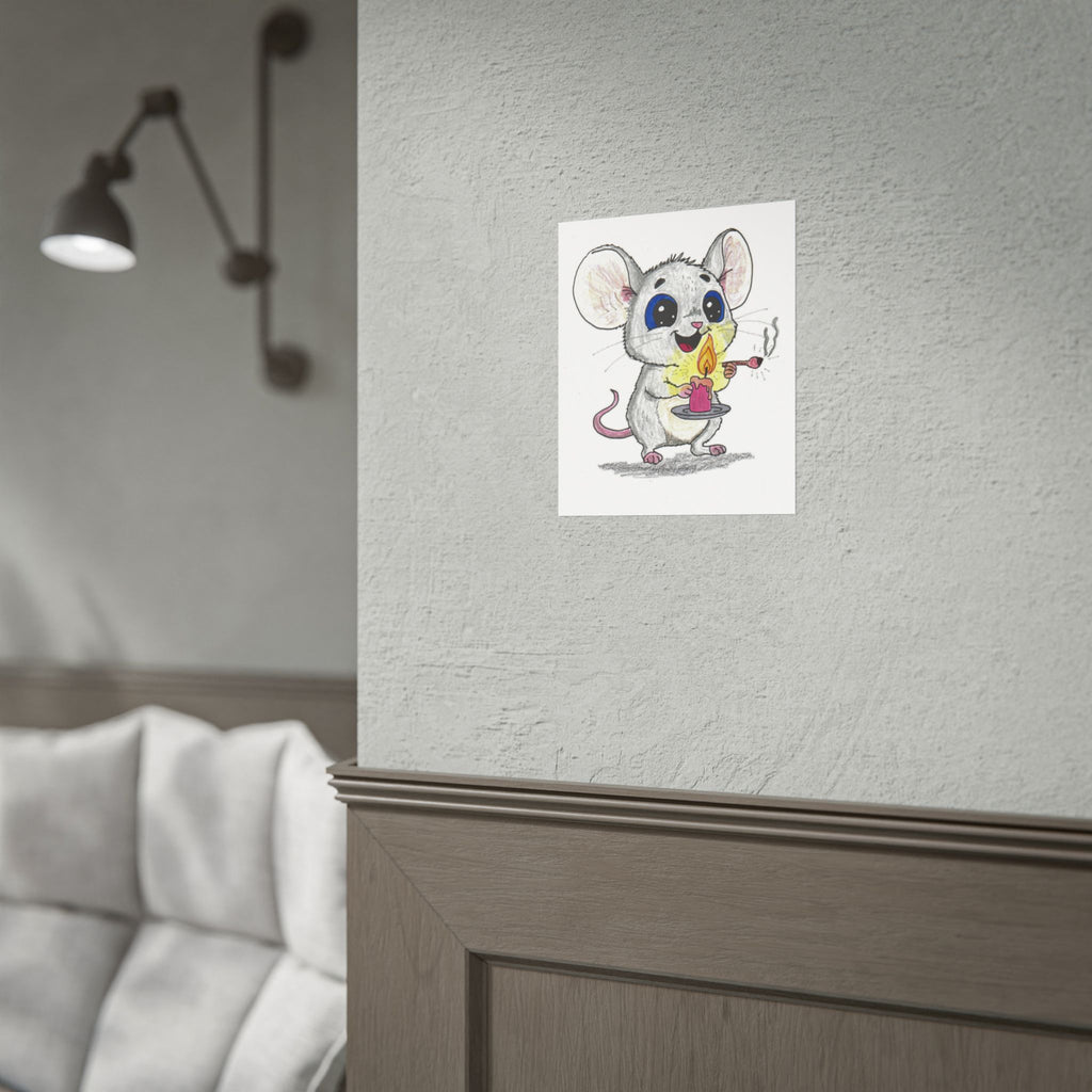 Mouse Found His Light Art Print | Lost & Found Critter Wall Decor | Hand Drawn Mouse Illustration
