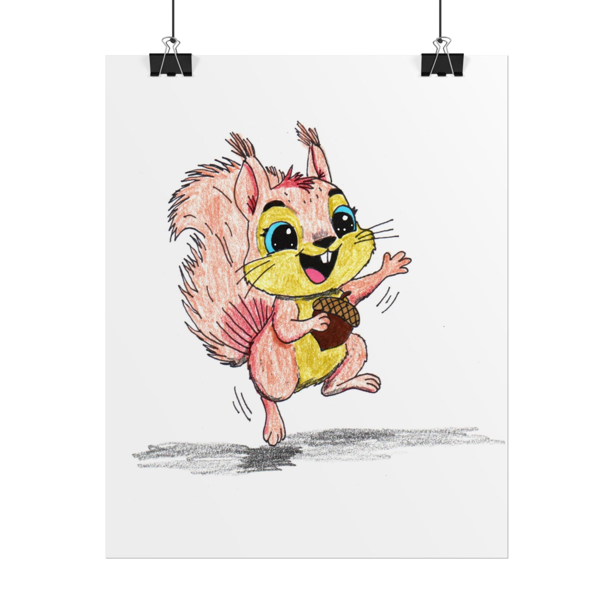 Lost & Found Squirrel Print | She Found a Nut Woodland Animal Wall Art | Hand Drawn Critter Decor