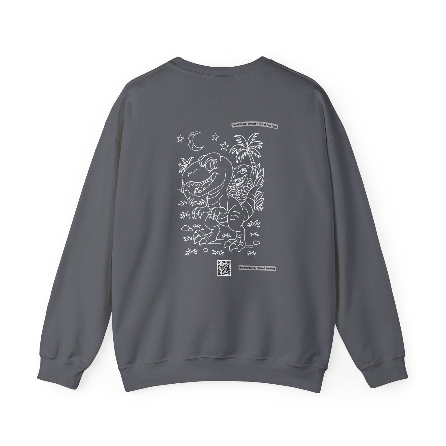 Velociraptor Crewneck Sweatshirt – Unisex | Hand-Drawn Dino Design by Mitchell Trumble | Cozy Gift for Dino Fans & Artists