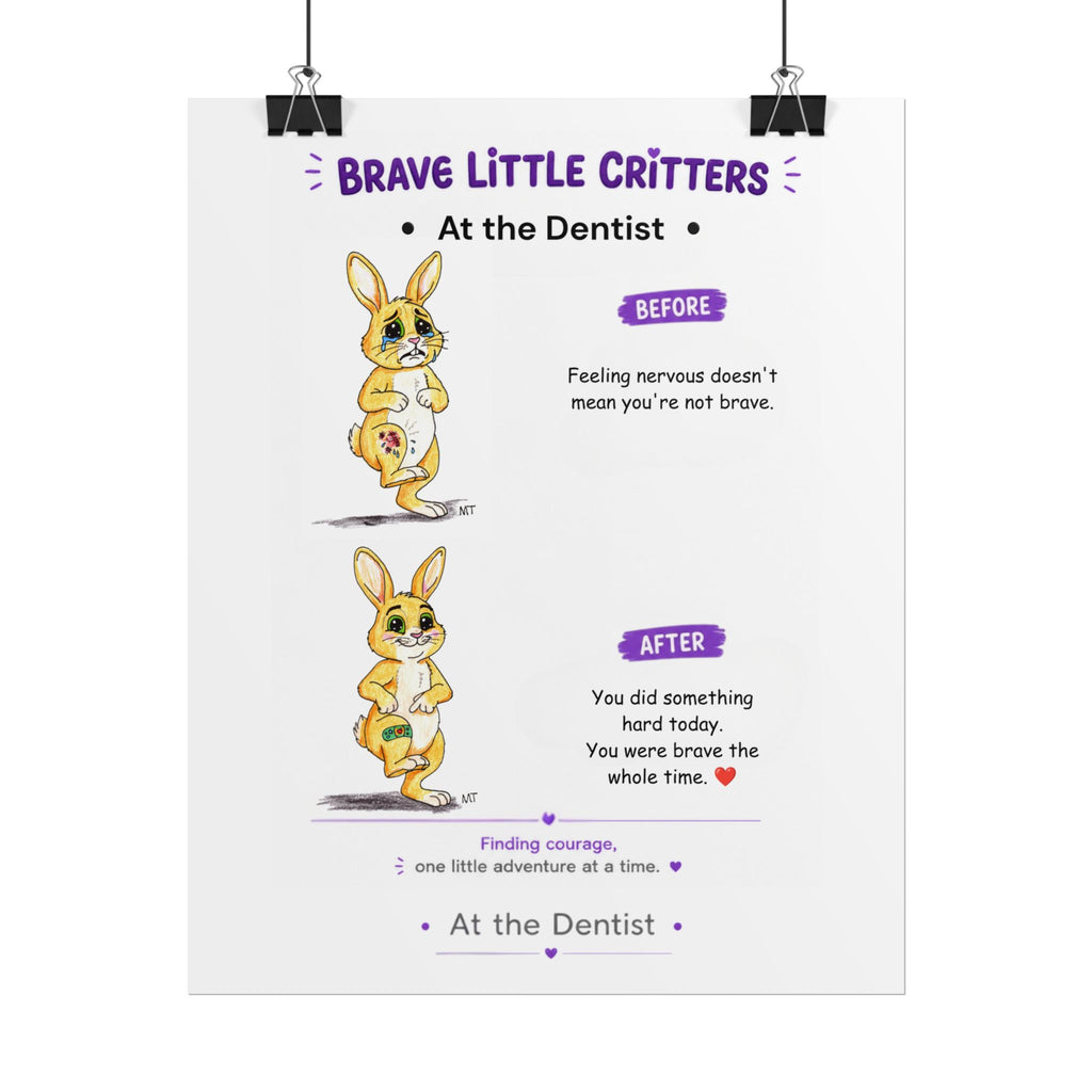 Brave Little Critters Encouragement Poster | Bunny Bandage Wall Art