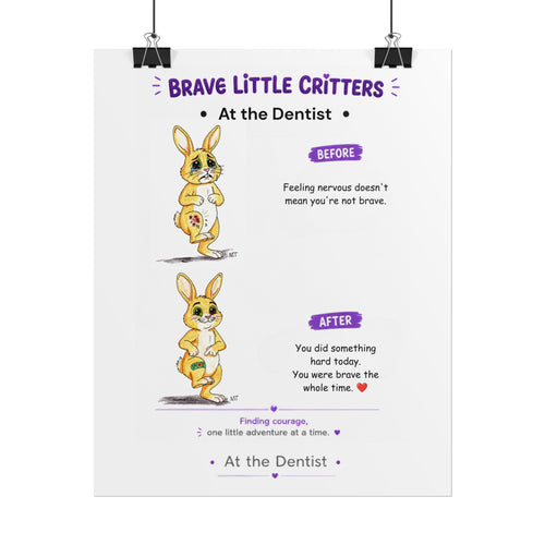 Brave Little Critters Encouragement Poster | Bunny Bandage Wall Art