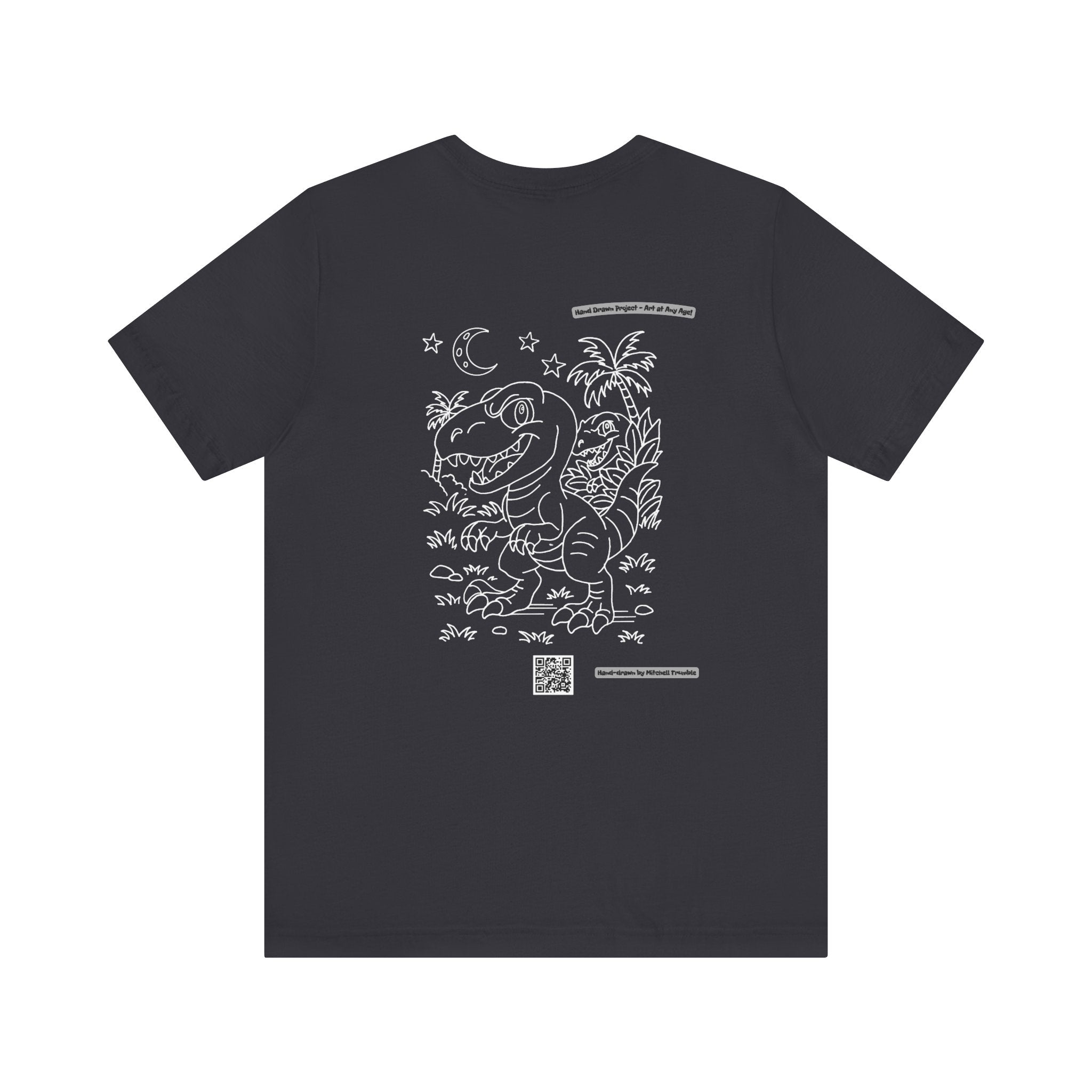 Velociraptor Logo Tee – Hand-Drawn Dino Art | Small Front Crest Design | Unisex Bella+Canvas 3001