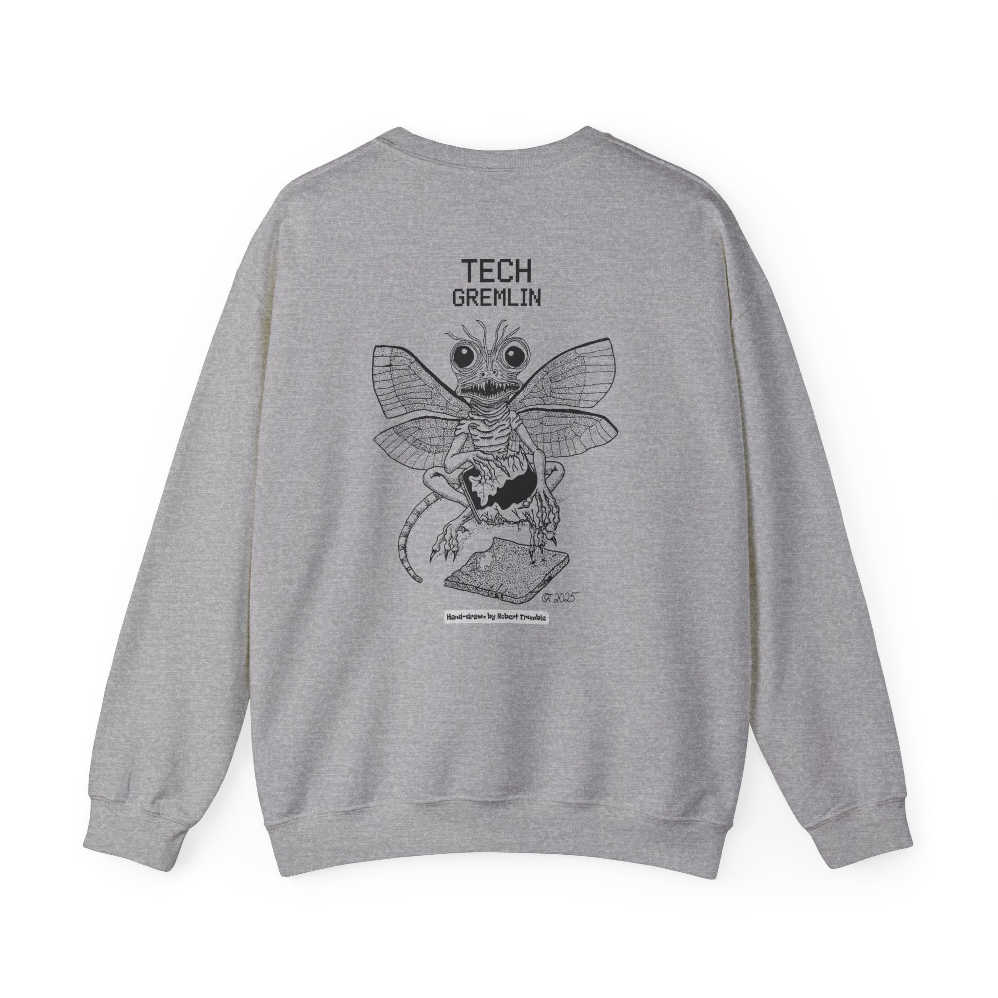 Tech Gremlin Crewneck Sweatshirt – Digital Chaos by Robert Trumble