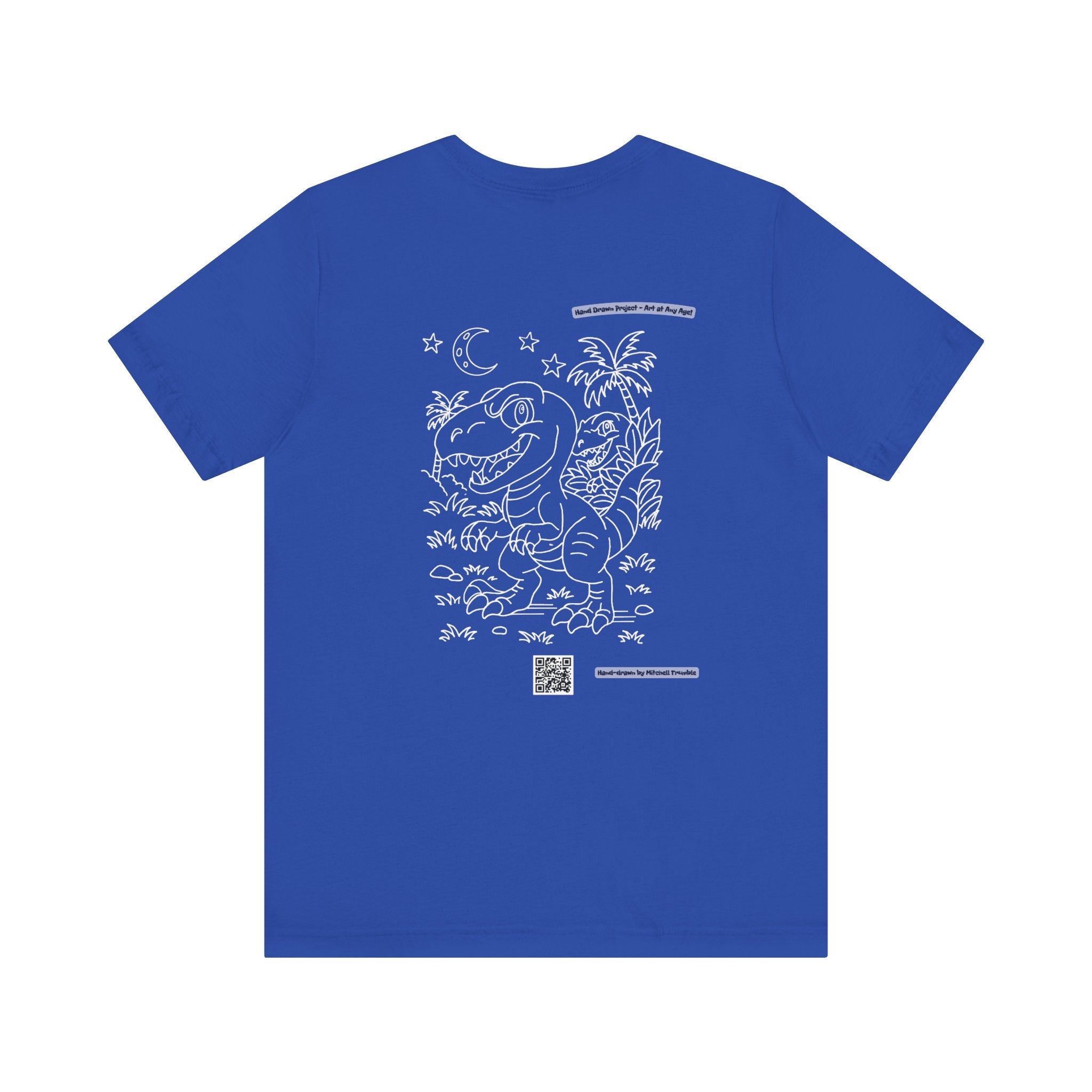 Velociraptor Logo Tee – Hand-Drawn Dino Art | Small Front Crest Design | Unisex Bella+Canvas 3001