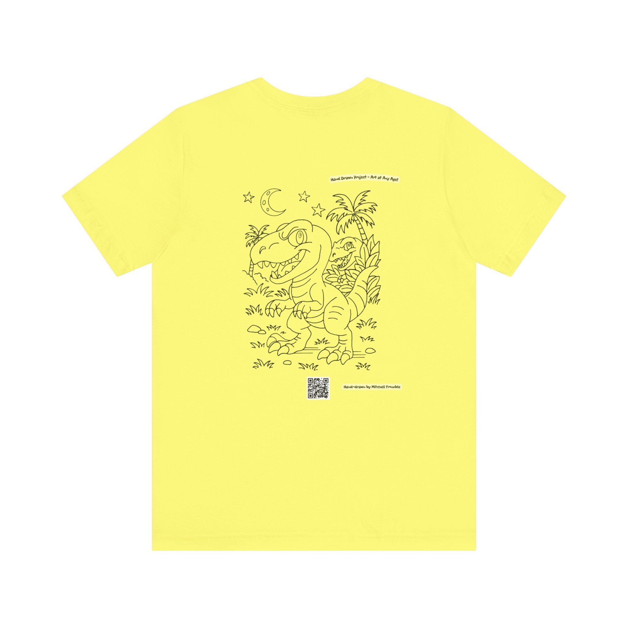 Velociraptor Logo Tee – Hand-Drawn Dino Art | Small Front Crest Design | Unisex Bella+Canvas 3001