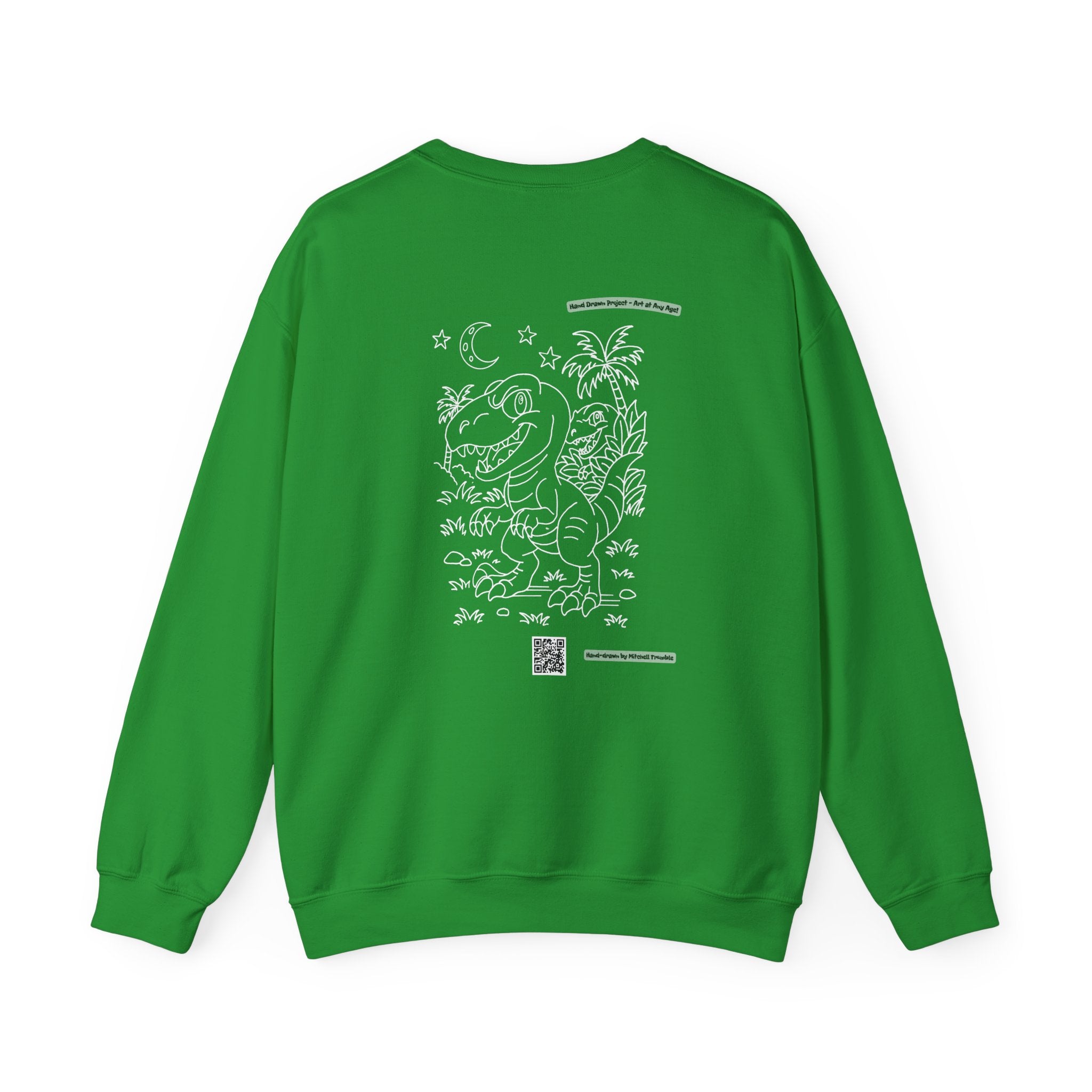 Velociraptor Crewneck Sweatshirt – Unisex | Hand-Drawn Dino Design by Mitchell Trumble | Cozy Gift for Dino Fans & Artists