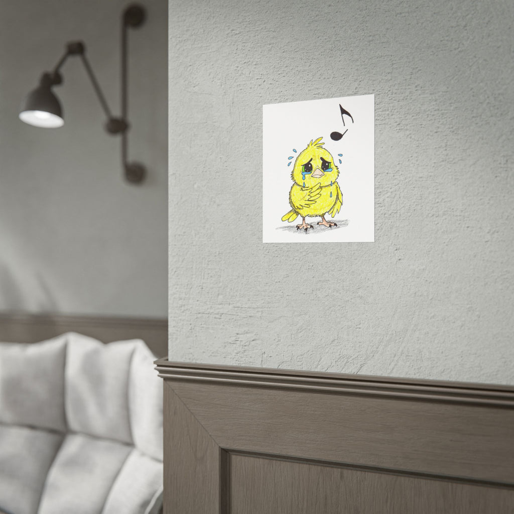 Sad Canary Lost Her Song Art Print | Hand Drawn Bird Wall Decor