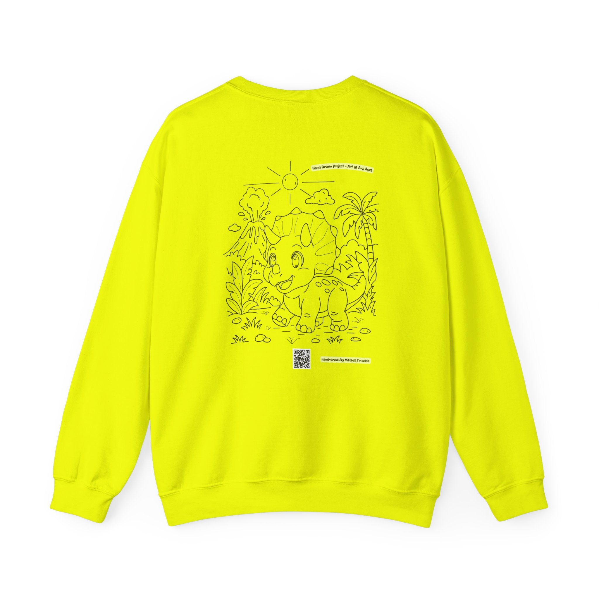 Triceratops Crewneck Sweatshirt | Unisex Fit | Hand-Drawn Dinosaur with QR Code