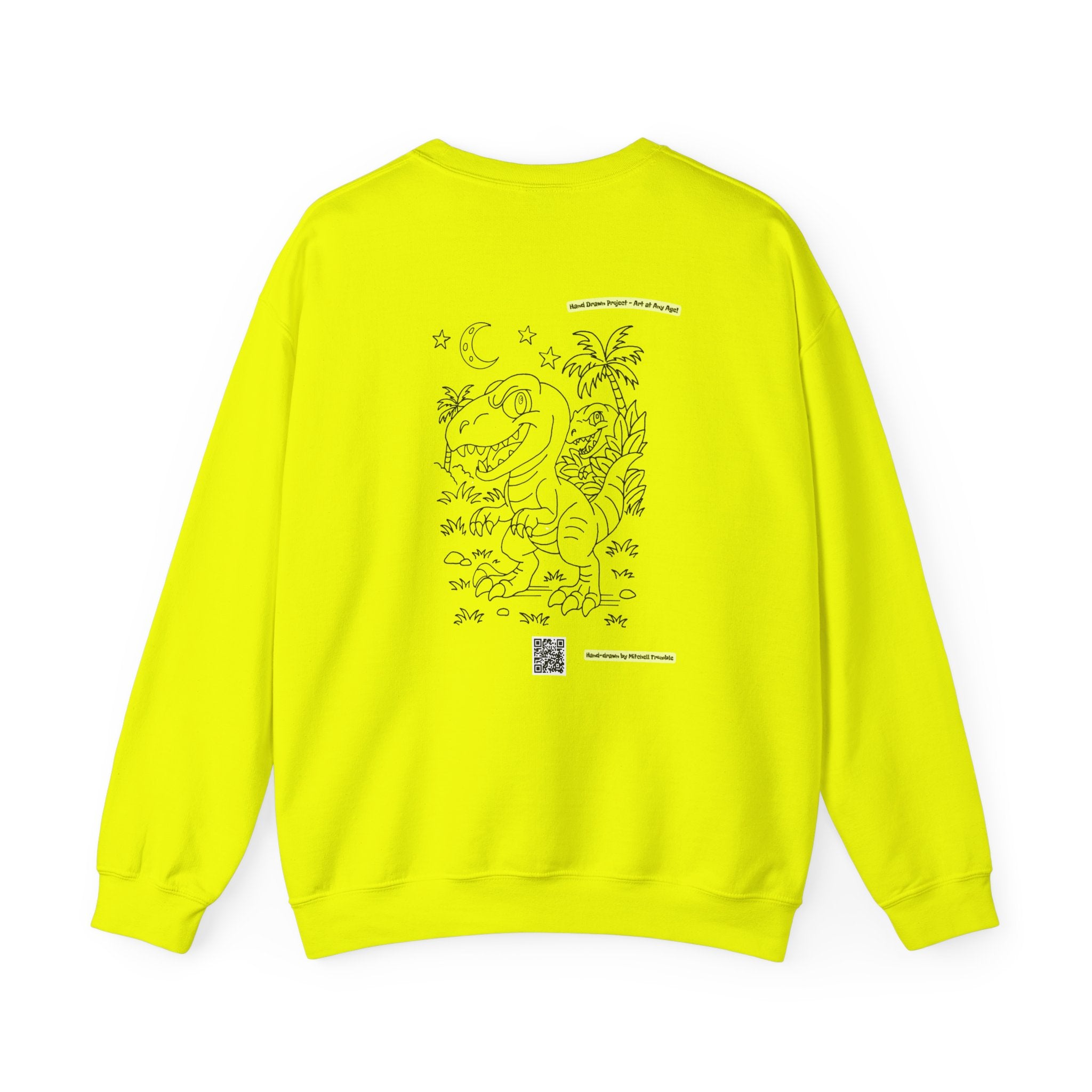 Velociraptor Crewneck Sweatshirt – Unisex | Hand-Drawn Dino Design by Mitchell Trumble | Cozy Gift for Dino Fans & Artists