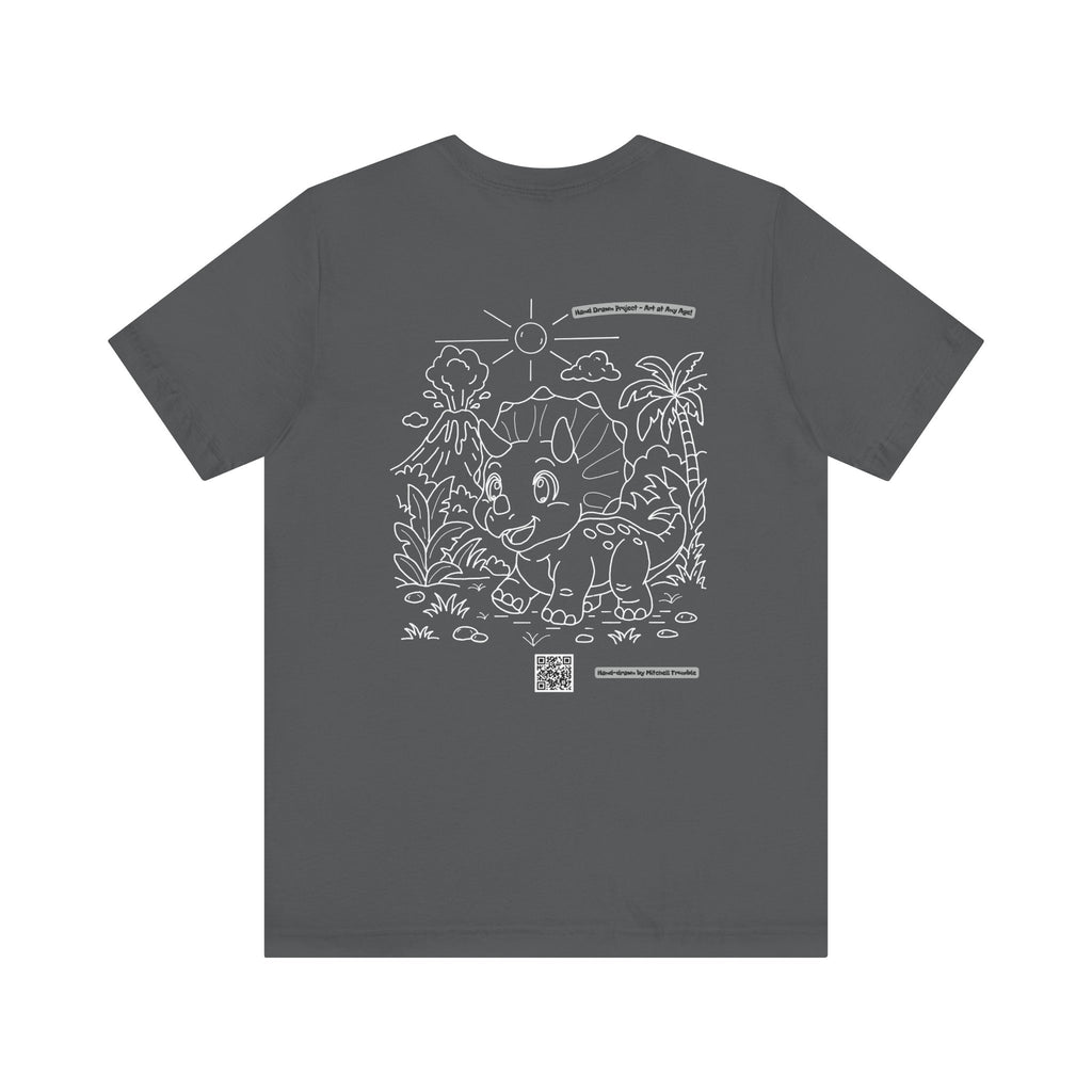 Triceratops Unisex T-Shirt | Bella+Canvas 3001 | Hand-Drawn Dino with QR Code