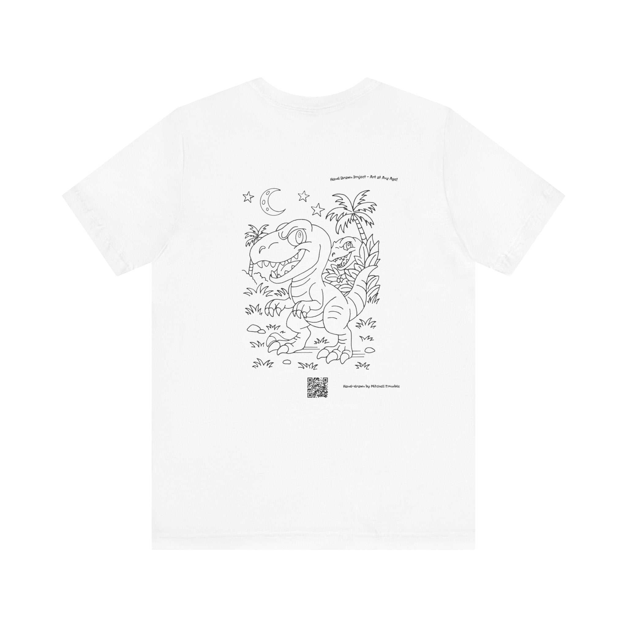 Velociraptor Logo Tee – Hand-Drawn Dino Art | Small Front Crest Design | Unisex Bella+Canvas 3001