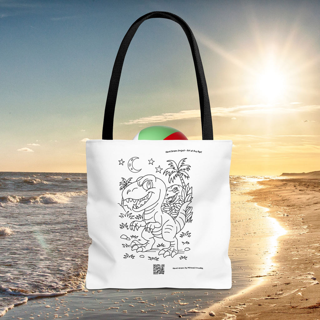 Velociraptor Tote Bag | Hand-Drawn Dino Design by Mitchell Trumble | Reusable Eco-Friendly Tote