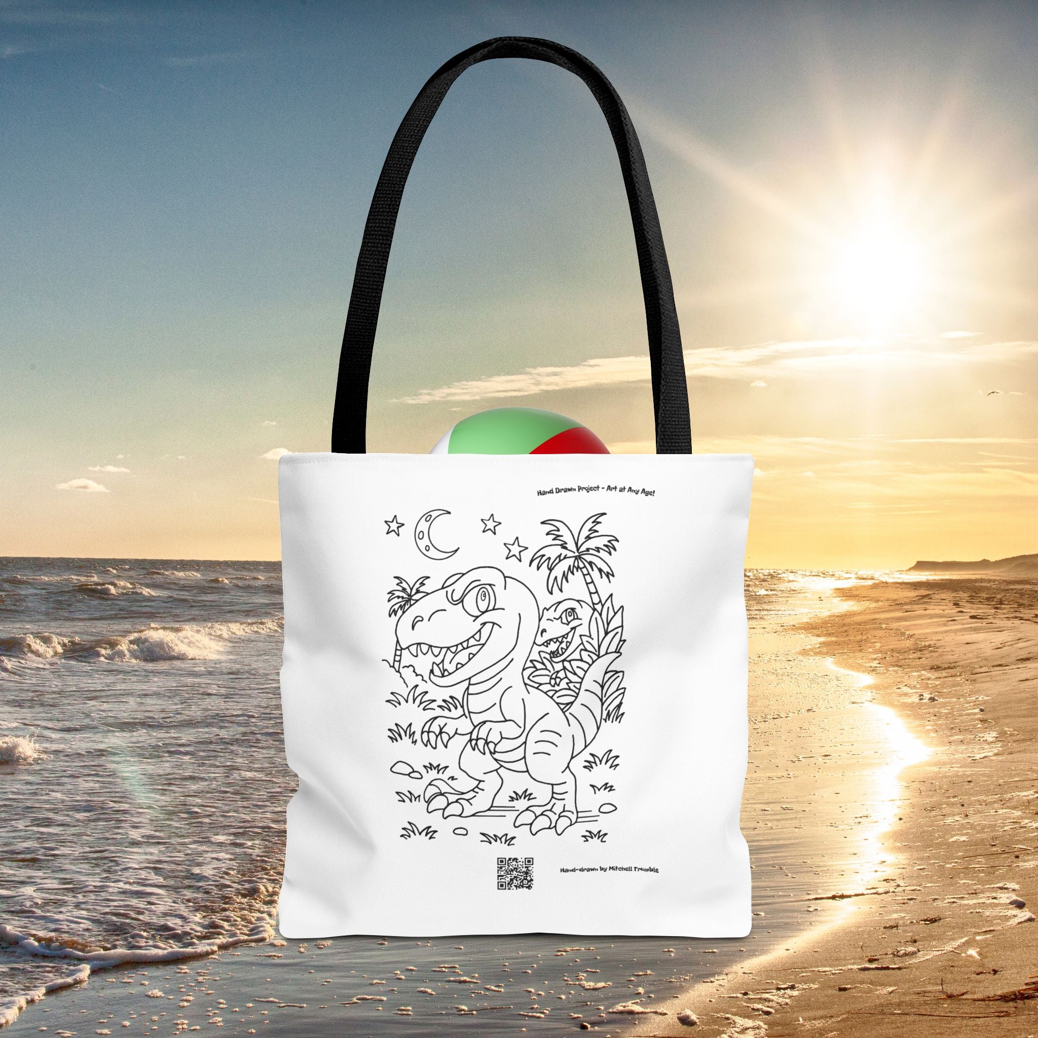 Velociraptor Tote Bag | Hand-Drawn Dino Design by Mitchell Trumble | Reusable Eco-Friendly Tote